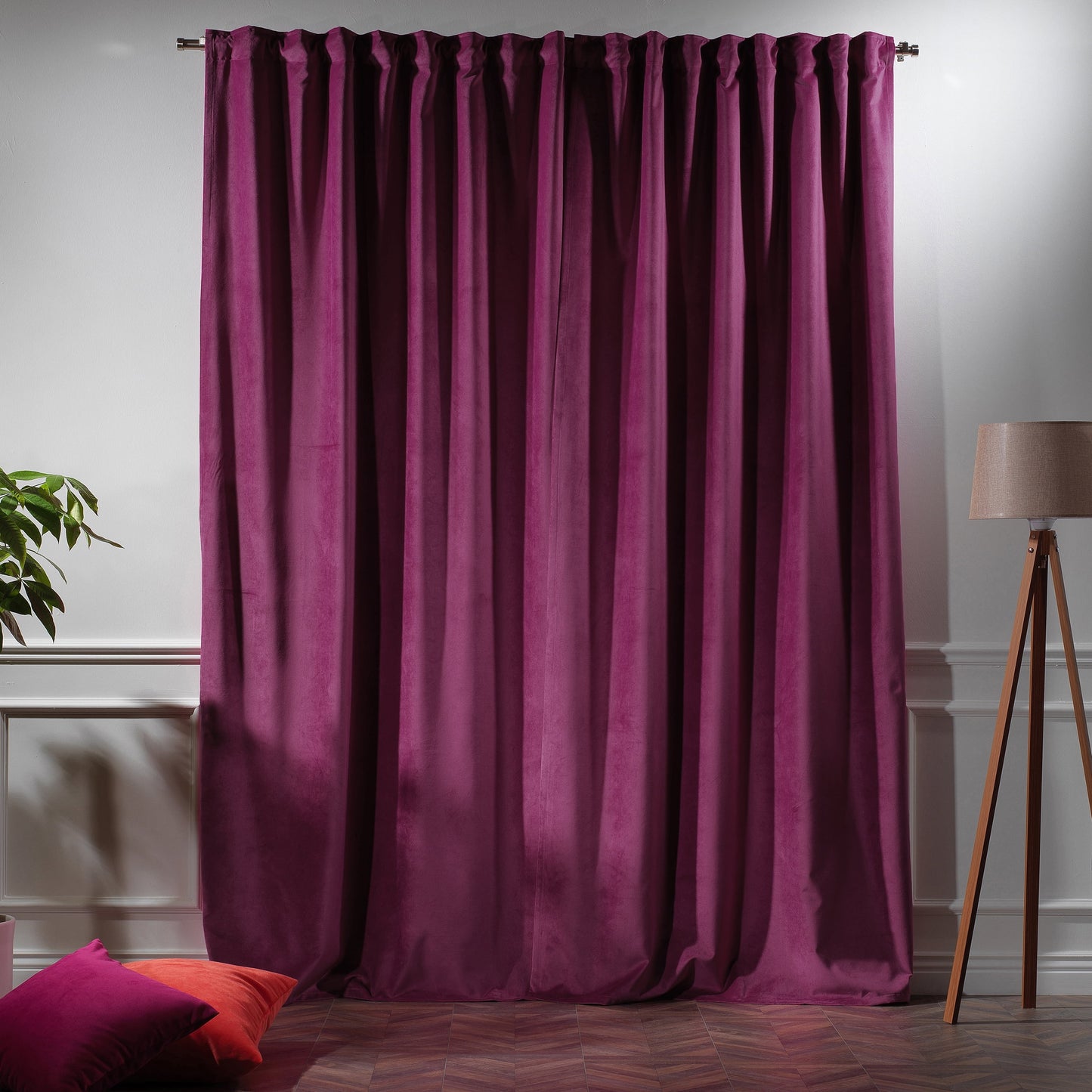 3S Brother's Solid Luxury Matte Velvet Soft Curtains Set of 2 Panels Hanging Back Tap & Rod Pocket Home D¨¦cor Bedroom Kitchen Office Windows Room Darkering ( Admiral-Berry-52in x120in )