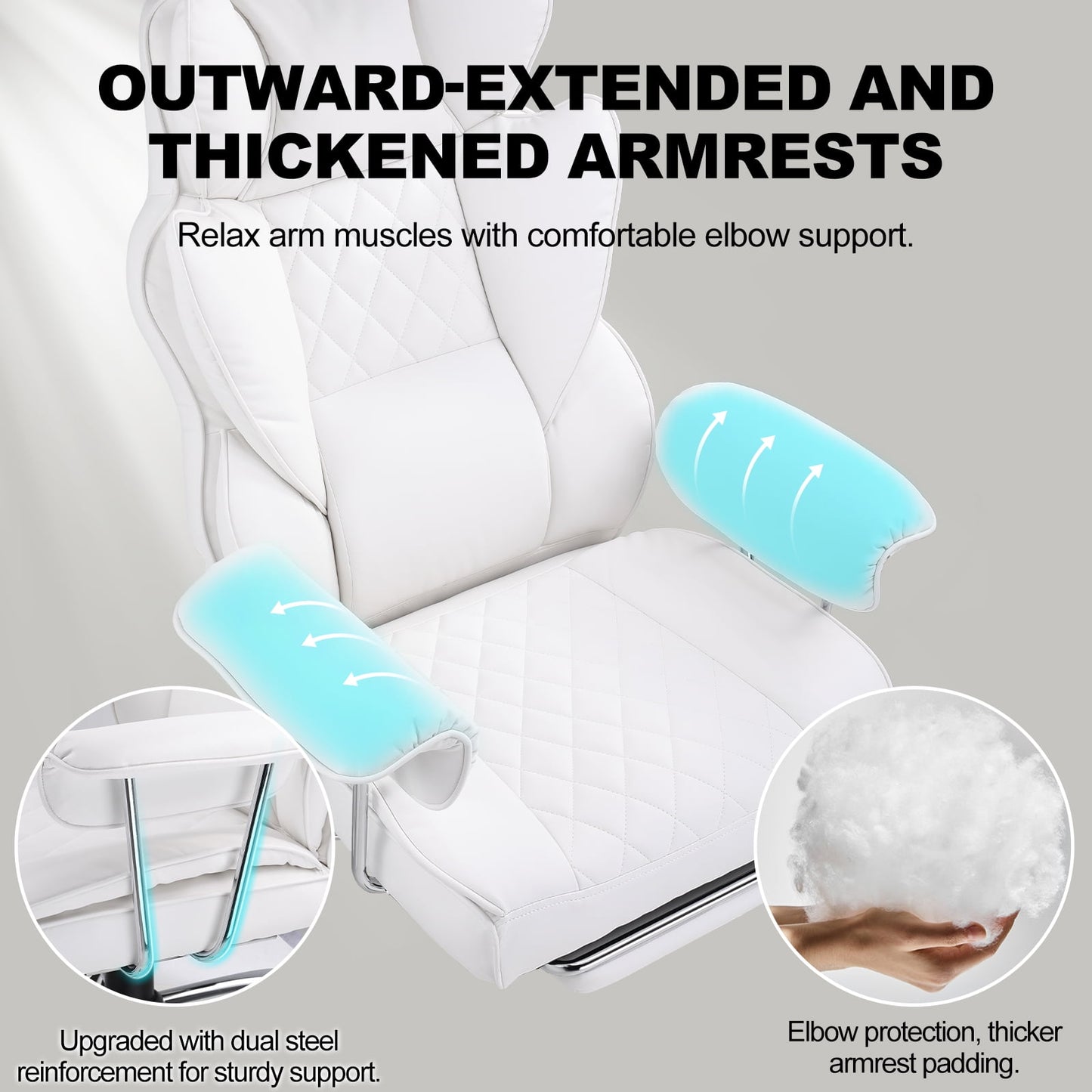 GTRACING Gaming Chair Ergonomic Executive Cozy PU Leather Office Chair with Footrest, White