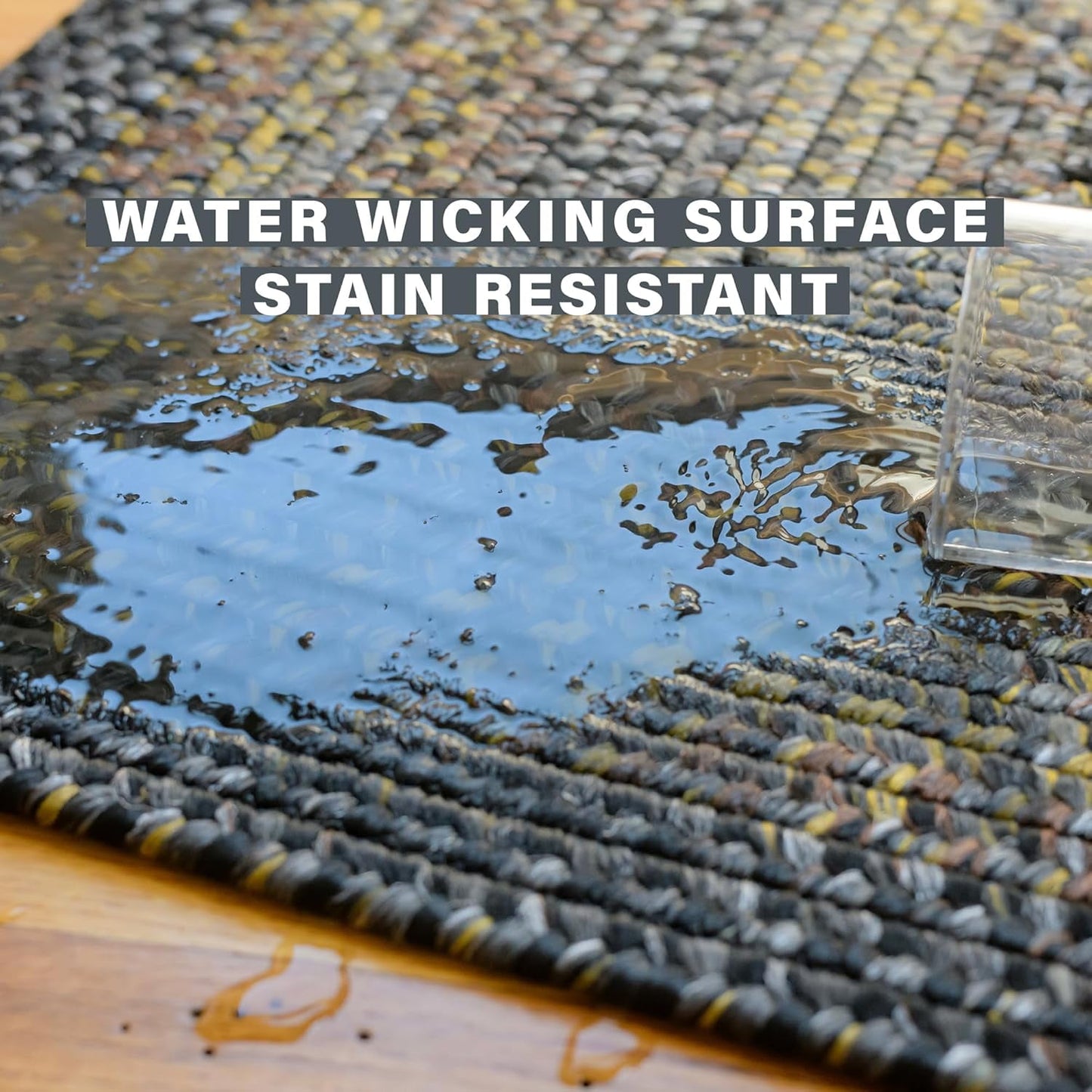 Homespice Black Forest 22x72in Black Braided Runner Rug, Washable Rug for Hallways, Kitchen, Doorway and Bathroom