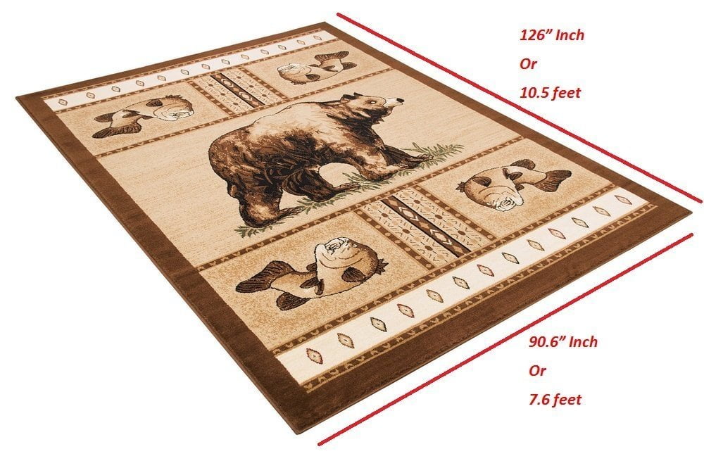 Handcraft Rugs Cabin Rug Lodge, Cabin Nature and Animals Area Rug Modern Geometric Design Cabin Area Rug Abstract, Multicolor Design Fish/Bear/Cabin/Southwestern Pattern 8x10 feet