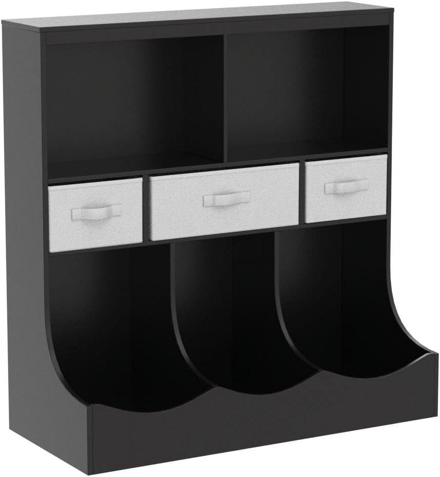 3-Tier Kids Bookcase Toddler Storage Organizer Cabinet Shelf w/ 8 Compartment Box and 3 Removable Drawers for Children, Freestanding Storage Unit for Bedroom Decor Room (Espresso)