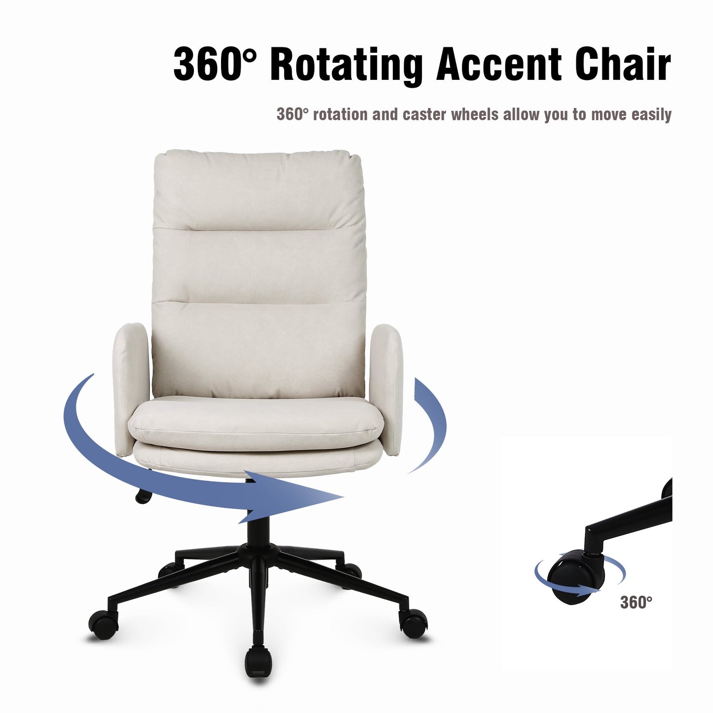 Adjustable Home Office Chair(300lbs), Modern Mid Back Computer Chair Beige