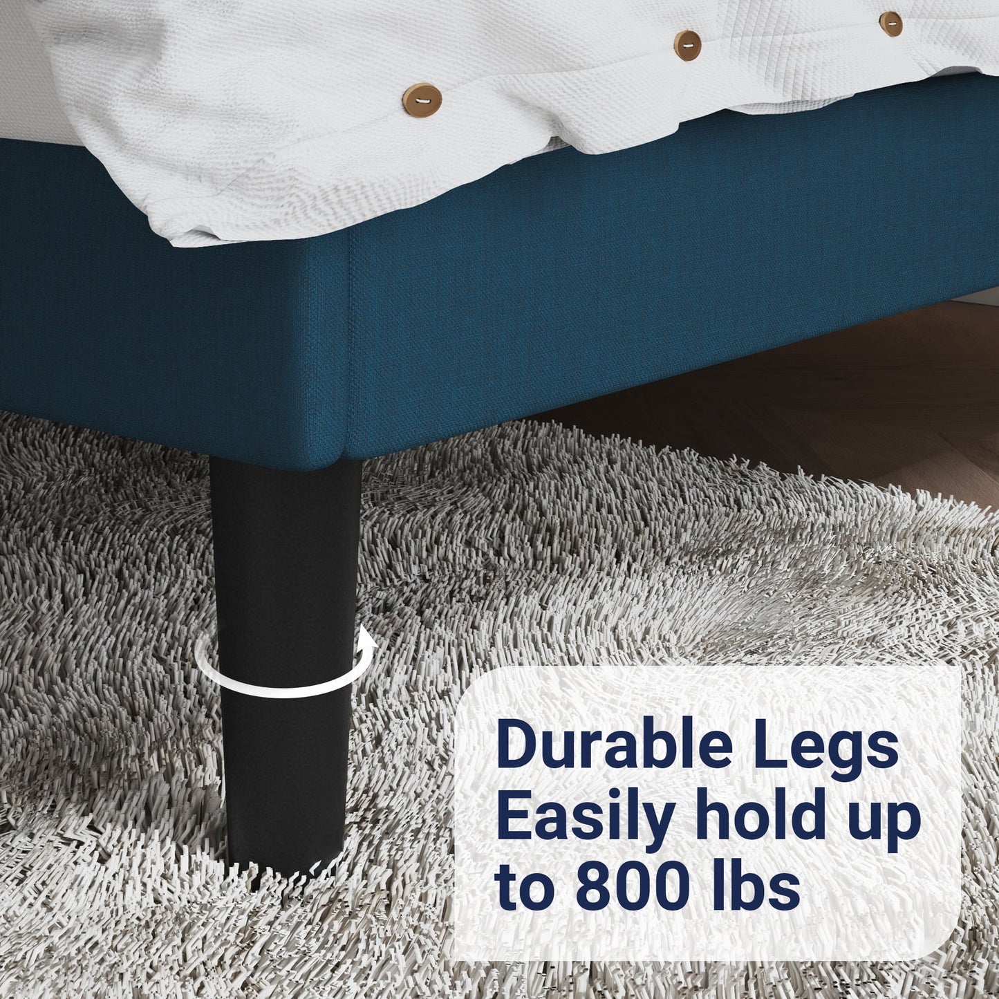 Allewie Full Size Bed Frame Upholstered Platform Bed with Adjustable Headboard, Box Spring not Needed, Blue