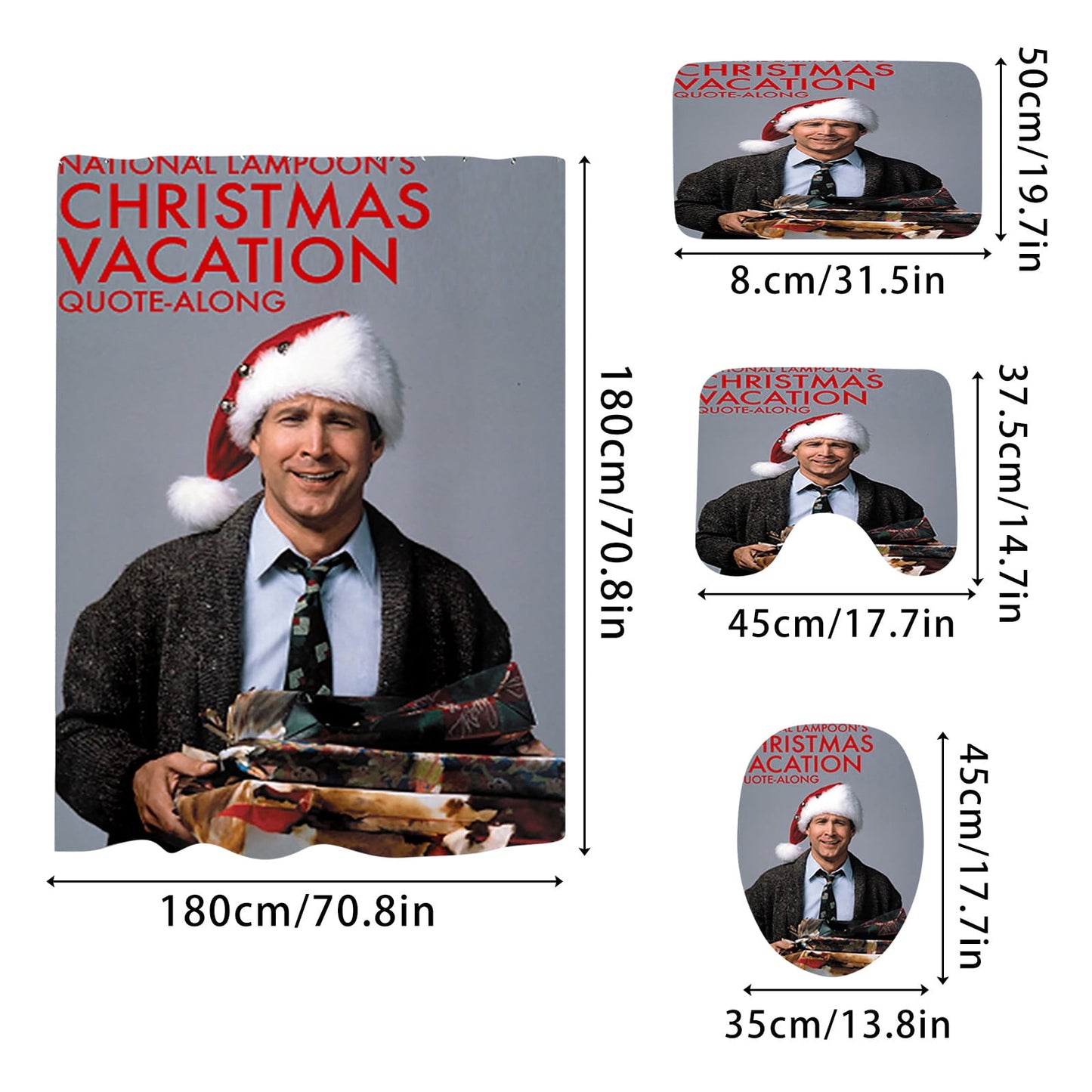 Advent calendar clearance Crazy Christmas Vacation Christmas Shower Curtain Bathroom Anti-slip Carpet Rug Toilet Cover Mat Set(Buy 2 save 10%)