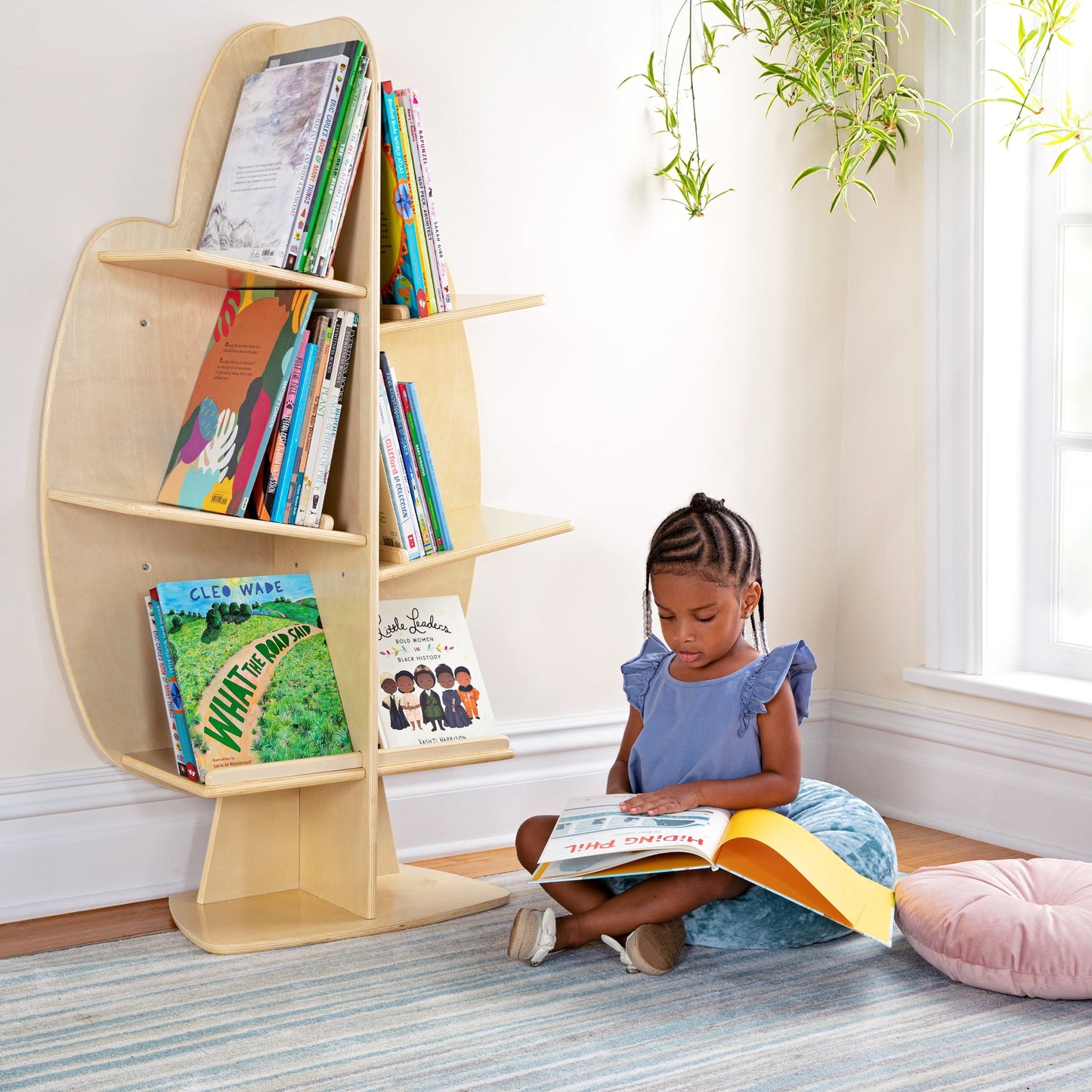 Guidecraft EdQ Reading Tree - Natural: Wooden Standing Bookshelf for Kids', Book Rack for Toys and School Supplies in Homeschool