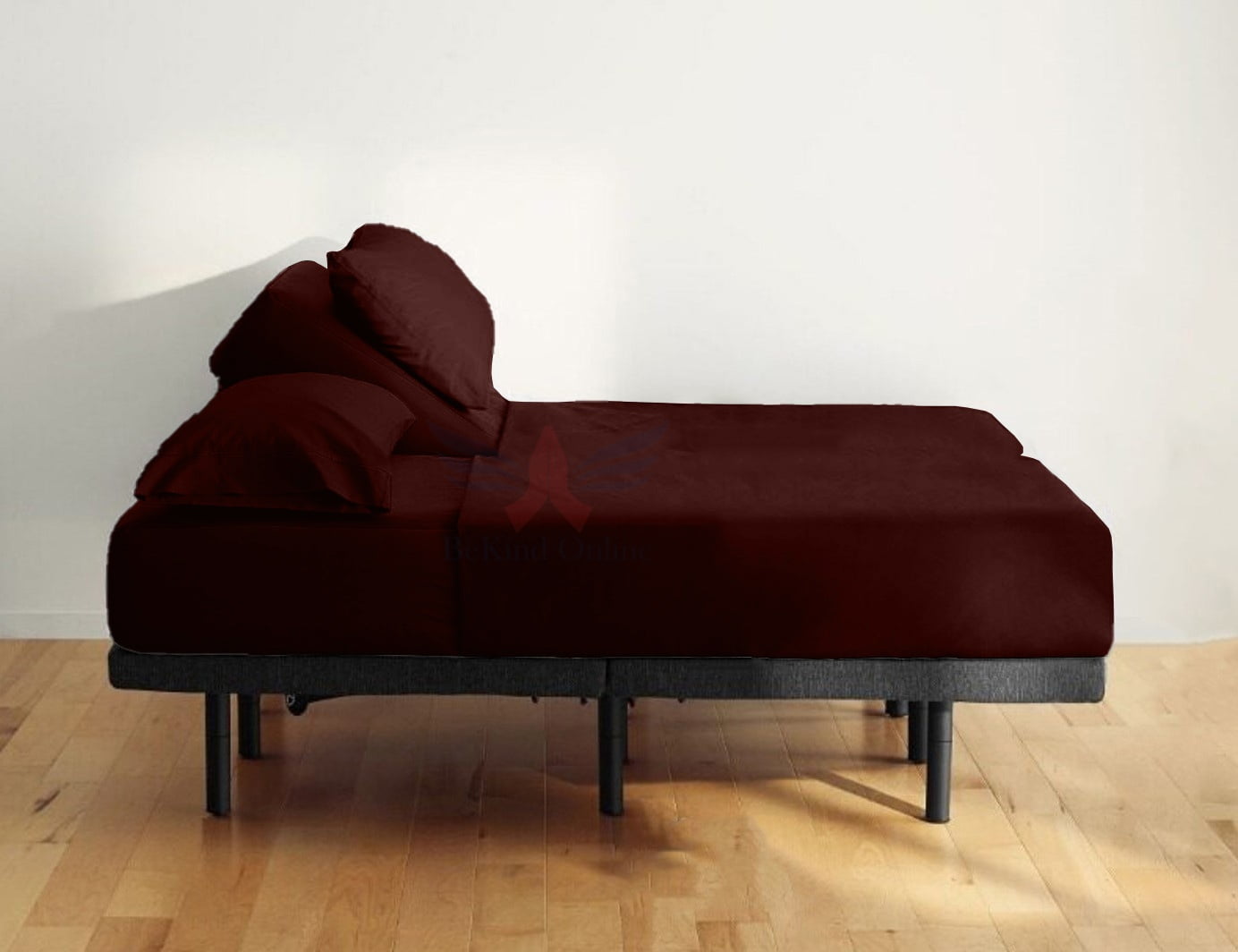 24-INCH EXTRA DEEP POCKETS Split Head CalKing Sheets Sets for Adjustable Bed - 800-Thread Count 100% Egyptian Cotton - 4-PC Set - FlexTop Cal-King 30in Split, Wine Solid