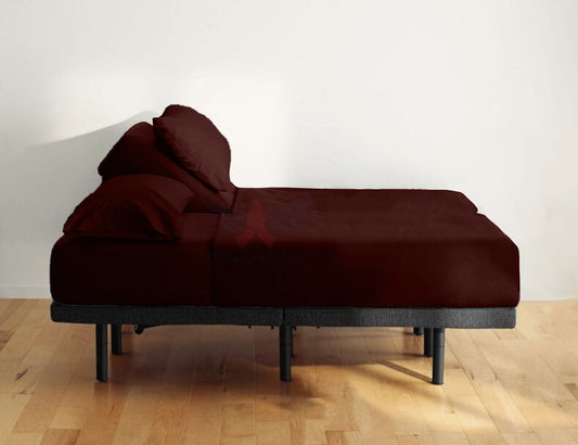 24-INCH EXTRA DEEP POCKETS Split Head CalKing Sheets Sets for Adjustable Bed - 800-Thread Count 100% Egyptian Cotton - 4-PC Set - FlexTop Cal-King 30in Split, Wine Solid