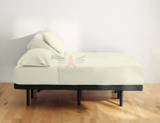 24-INCH EXTRA DEEP POCKETS Split Head CalKing Sheets Sets for Adjustable Bed - 800-Thread Count 100% Egyptian Cotton - 4-PC Set - FlexTop Cal-King 36in Split, Ivory Solid