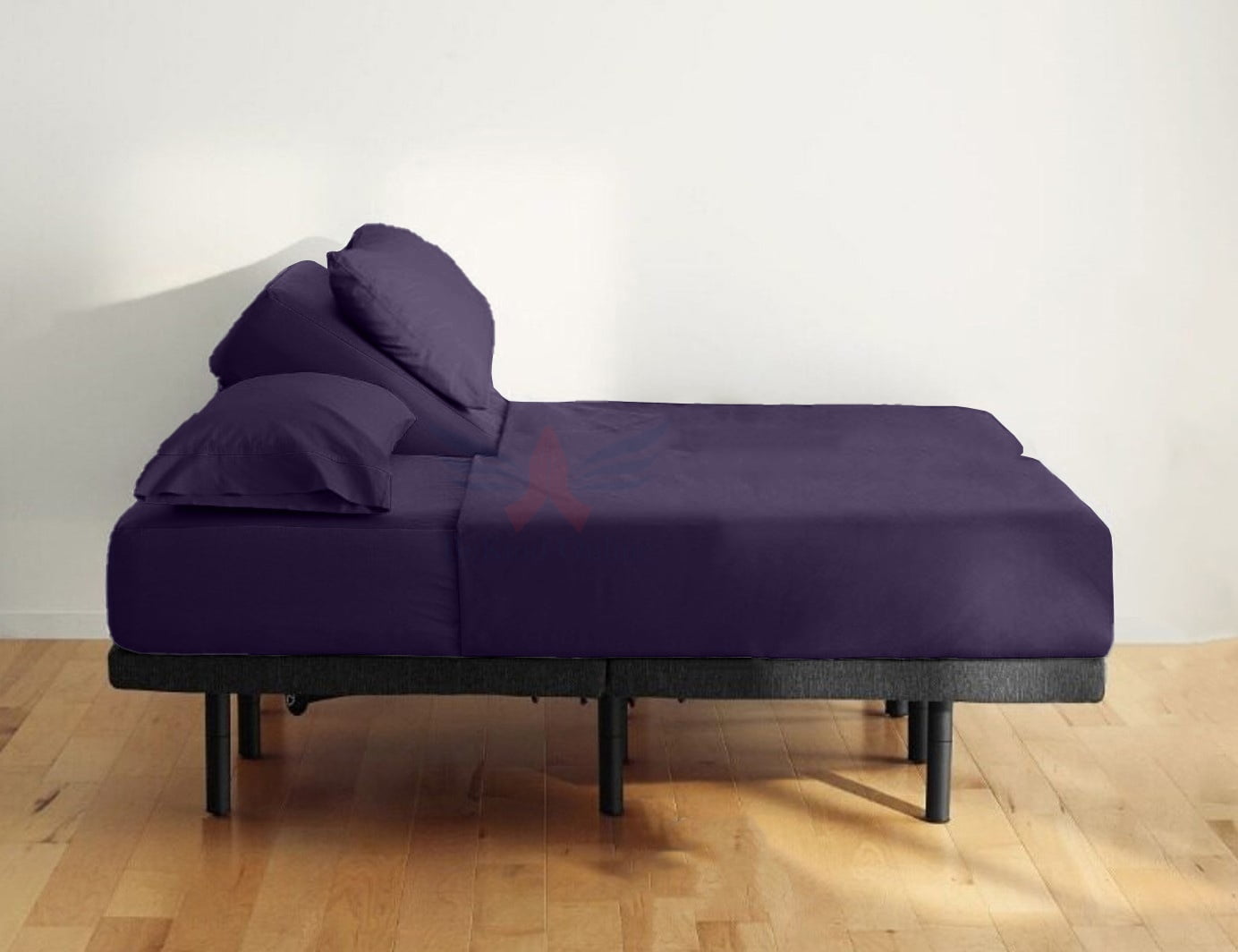 24-INCH EXTRA DEEP POCKETS Split Head CalKing Sheets Sets for Adjustable Bed - 800-Thread Count 100% Egyptian Cotton - 4-PC Set - FlexTop Cal-King 39in Split, Plum Solid