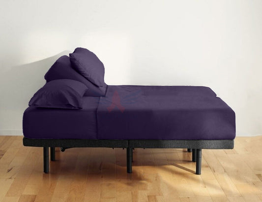 24-INCH EXTRA DEEP POCKETS Split Head CalKing Sheets Sets for Adjustable Bed - 800-Thread Count 100% Egyptian Cotton - 4-PC Set - FlexTop Cal-King 39in Split, Plum Solid