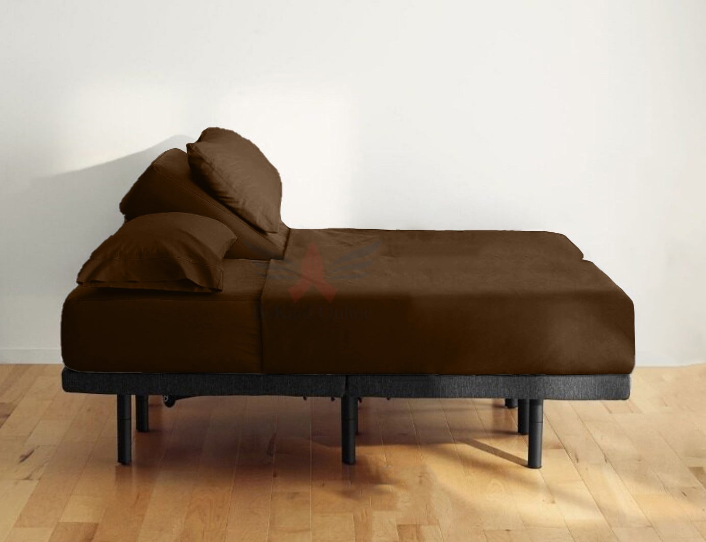 24-INCH EXTRA DEEP POCKETS Split Head Queen Sheets Sets for Adjustable Bed - 800-Thread Count 100% Egyptian Cotton - 4-PC Set - FlexTop Queen 28in Split, Chocolate Solid