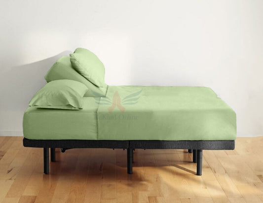 26-INCH EXTRA DEEP POCKETS Split Head CalKing Sheets Sets for Adjustable Bed - 800-Thread Count 100% Egyptian Cotton - 4-PC Set - FlexTop Cal-King 28in Split, Sage Solid