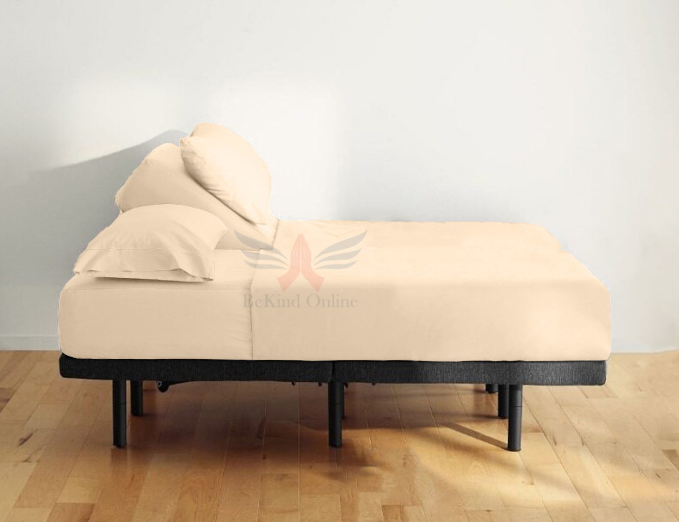 26-INCH EXTRA DEEP POCKETS Split Head King Sheets Sets for Adjustable Bed - 800-Thread Count 100% Egyptian Cotton - 4-PC Set - FlexTop King 30in Split, Peach Solid