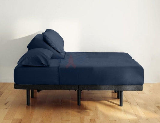 26-INCH EXTRA DEEP POCKETS Split Head Queen Sheets Sets for Adjustable Bed - 800-Thread Count 100% Egyptian Cotton - 4-PC Set - FlexTop Queen 34in Split, Mediterranean Blue