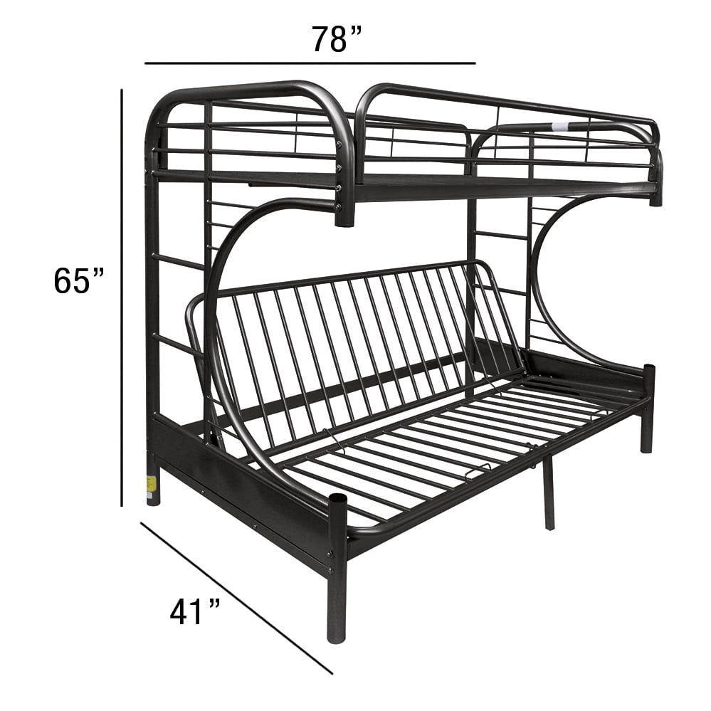Acme Furniture Eclipse Twin over Full Futon Bunk Bed, Black