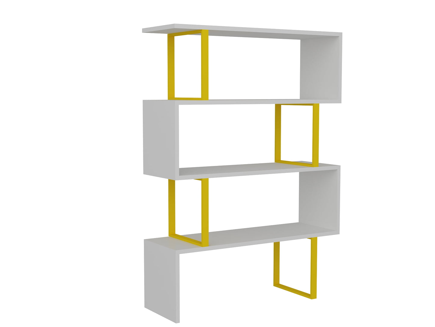 Adriana 49in 4 Shelf Geometric Bookcase,Yellow