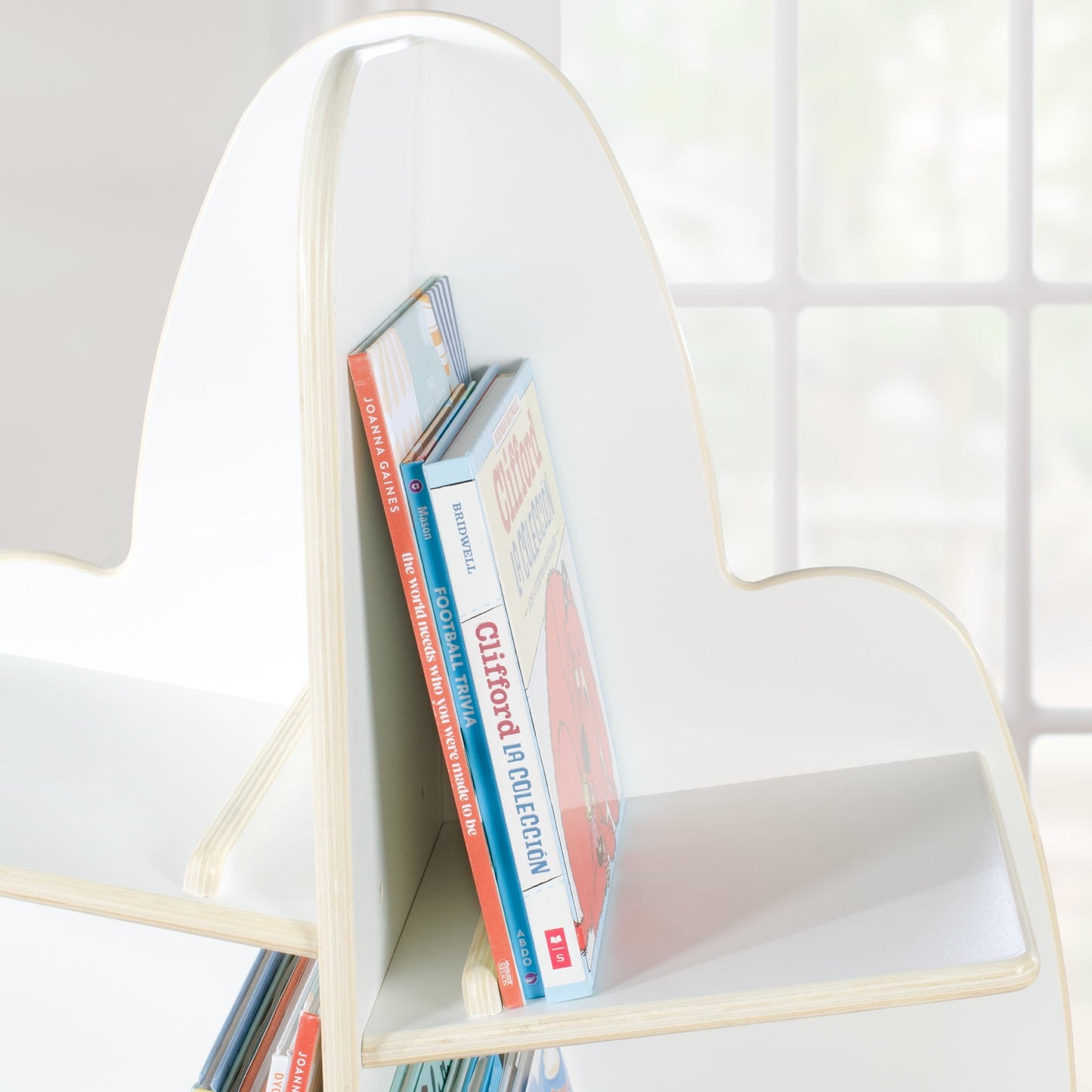 Guidecraft EdQ Reading Tree - White: Children's Wooden Standing Bookshelf and Classroom Book and Toy Storage Organizer