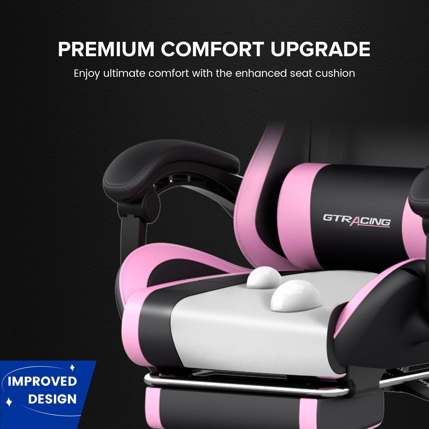 GTRACING GTWD-200 Ergonomic Gaming Chair with Adjustable Pillows and Footrest for Ultimate Comfort, Pink