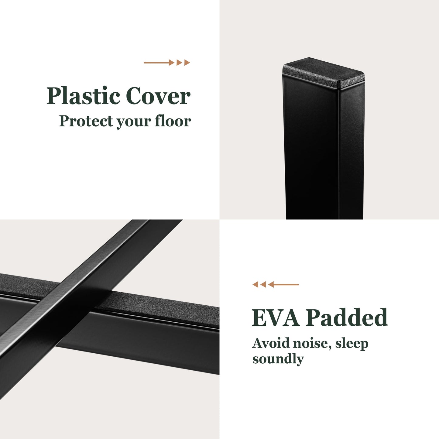 Amolife King Size Metal Bed Frame with Upholstered Headboard, Dark Grey