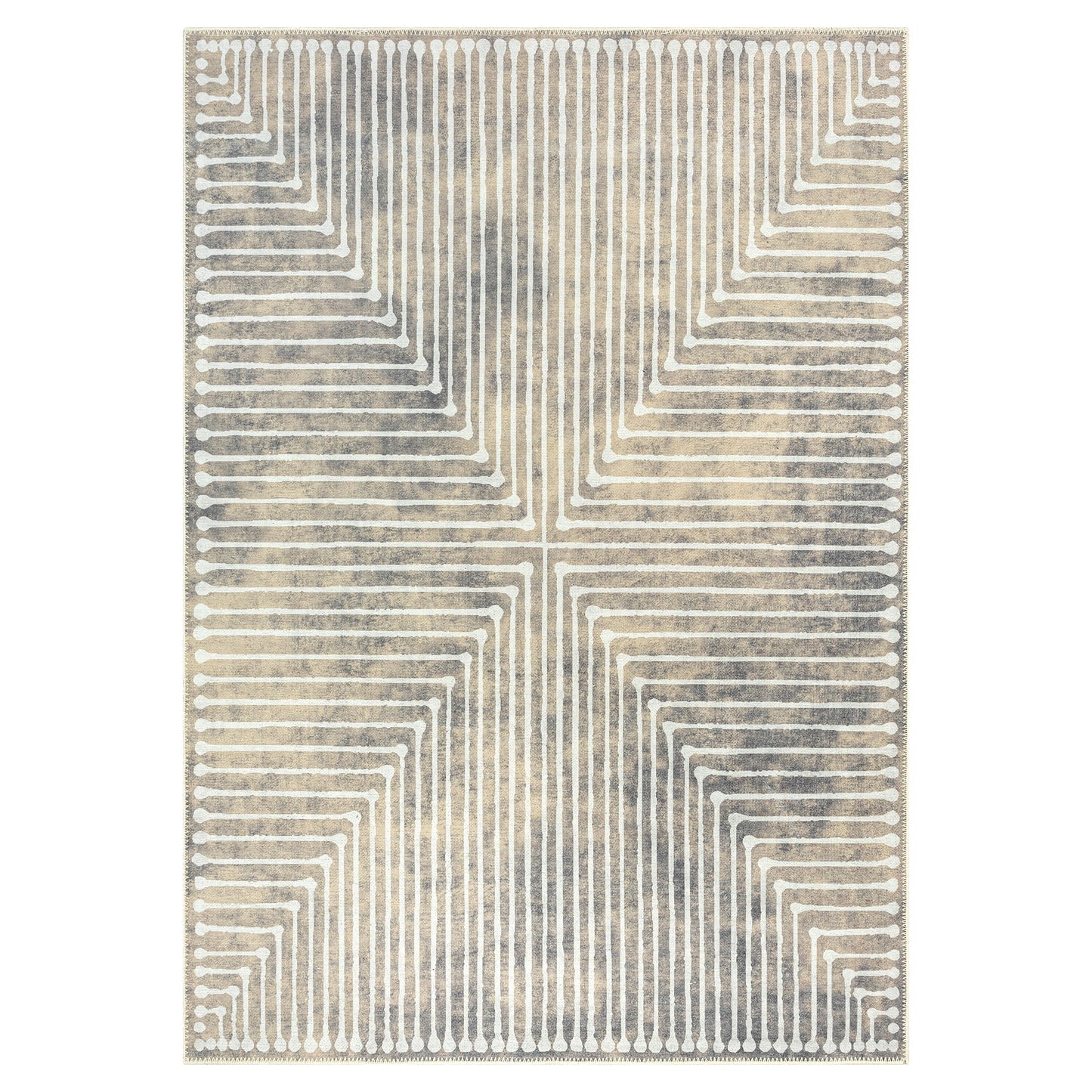 GLN Rugs Ephesus - Machine Washable Area Rug - 8'x10' Turkish Modern Rug Beige/Gray