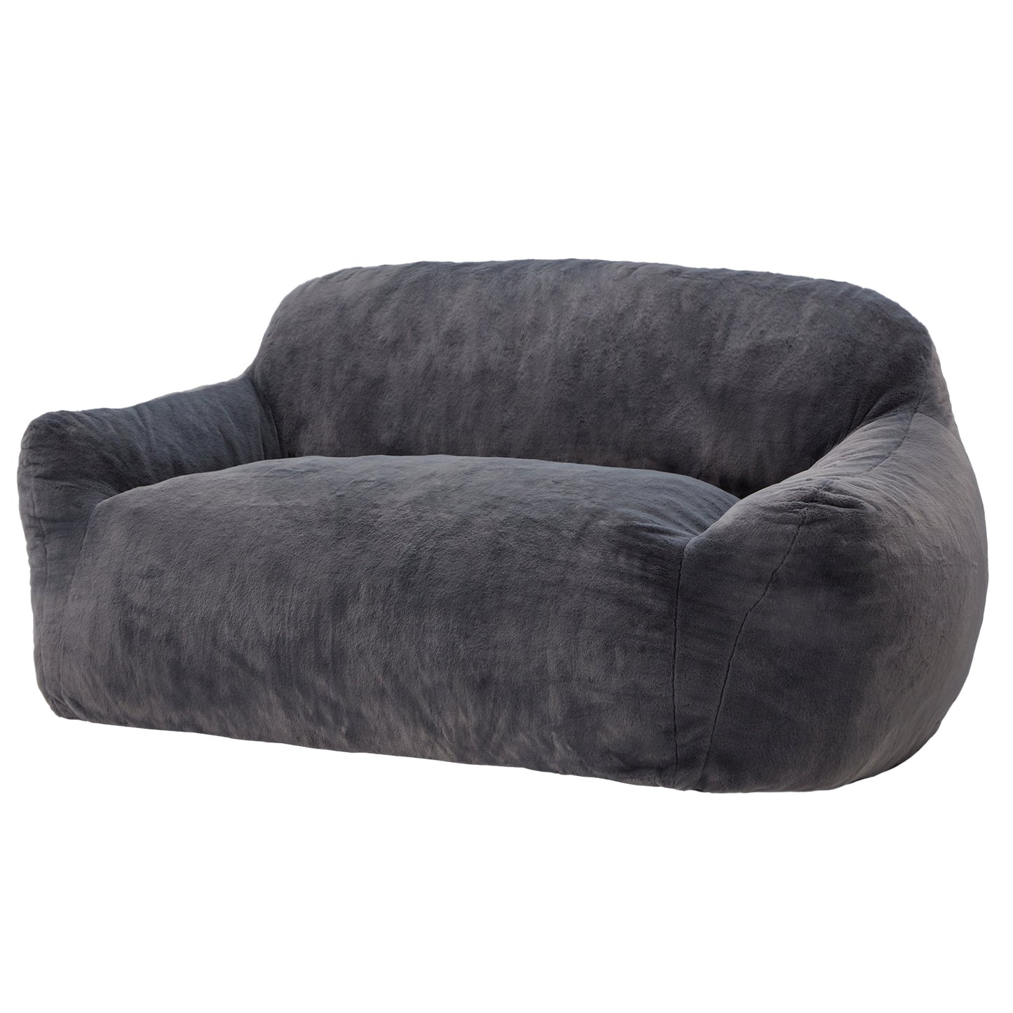 HOMGUAVA Oversized Bean Bag Chair for Adults, Giant Bean Bag Loveseat, Comfy Chair Lazy Sofa with Wide Armrests & Soft Imitation Mink Cover for Bedroom & Living Room, Gray Blue