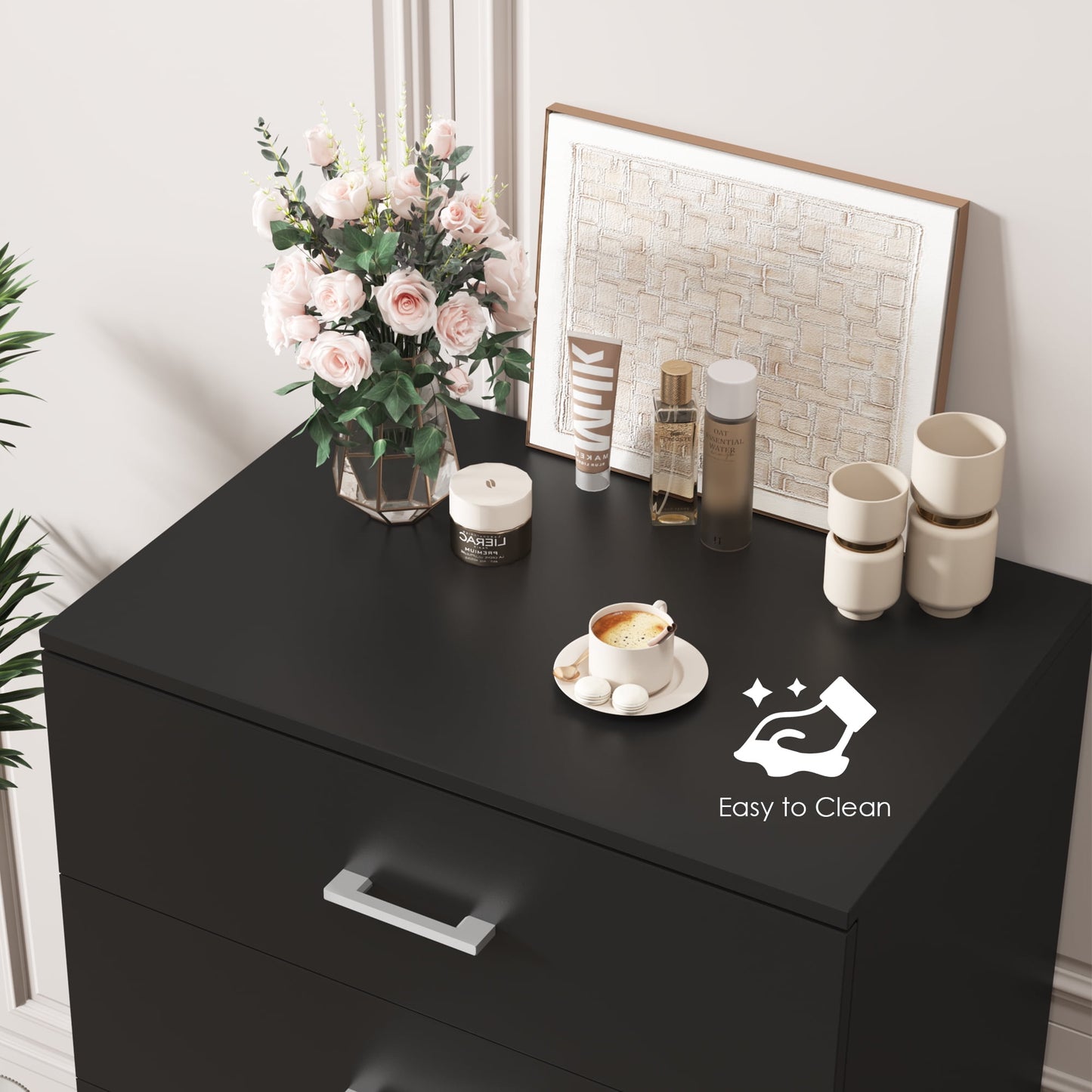 Homfa 5 Drawer Dresser, Vertical Dresser for Bedroom, Black