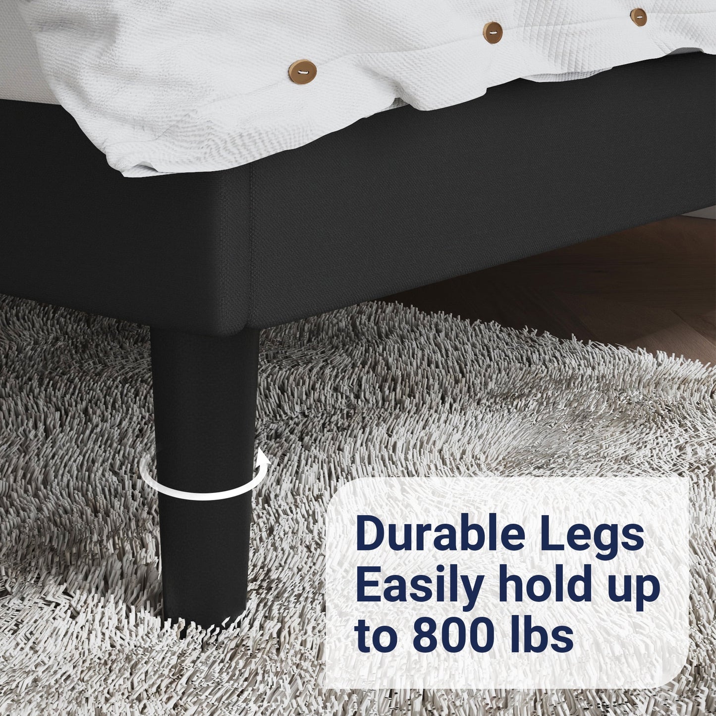 Allewie Full Size Bed Frame Upholstered Platform Bed with Adjustable Headboard, Box Spring not Needed, Black