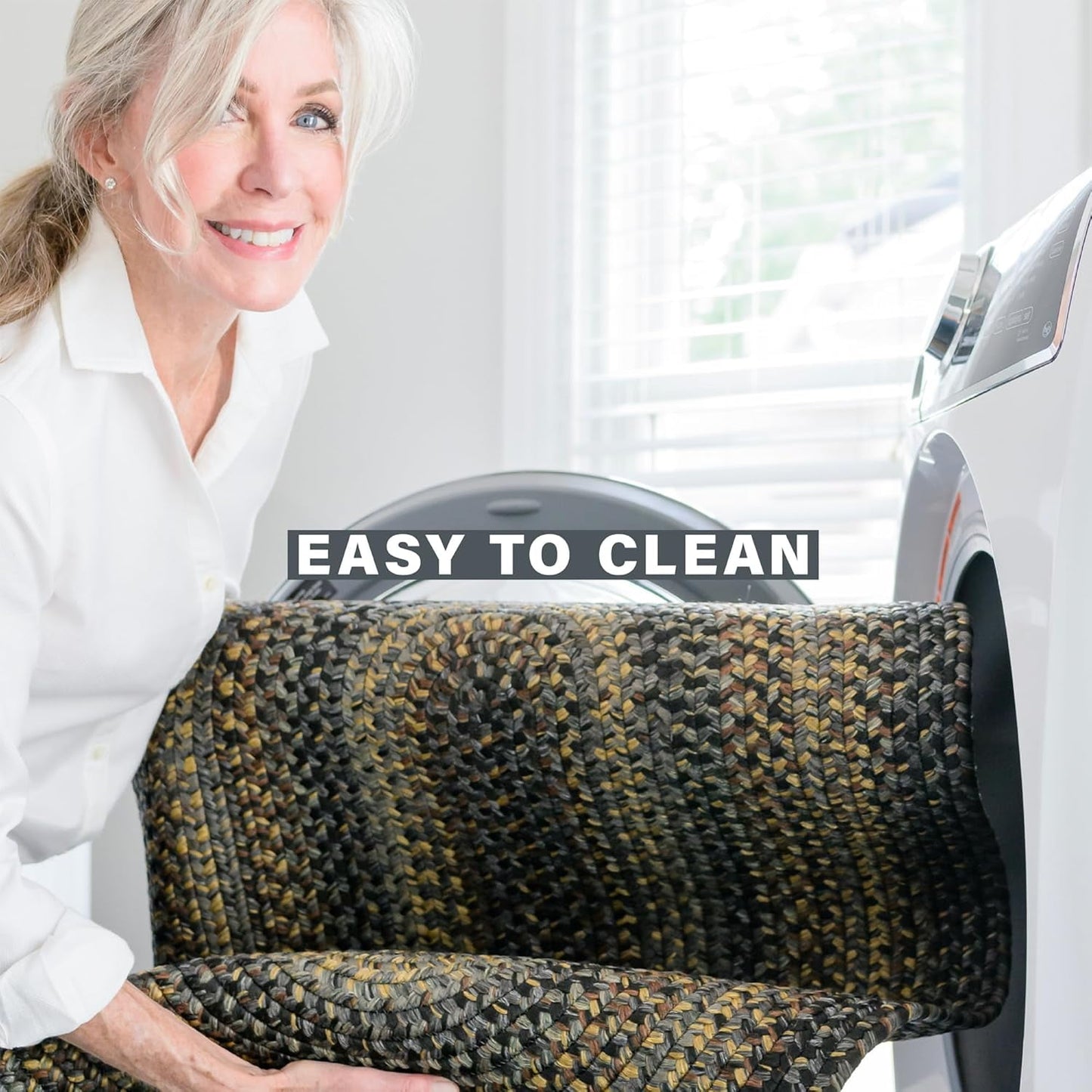 Homespice Black Forest 22x72in Black Braided Runner Rug, Washable Rug for Hallways, Kitchen, Doorway and Bathroom