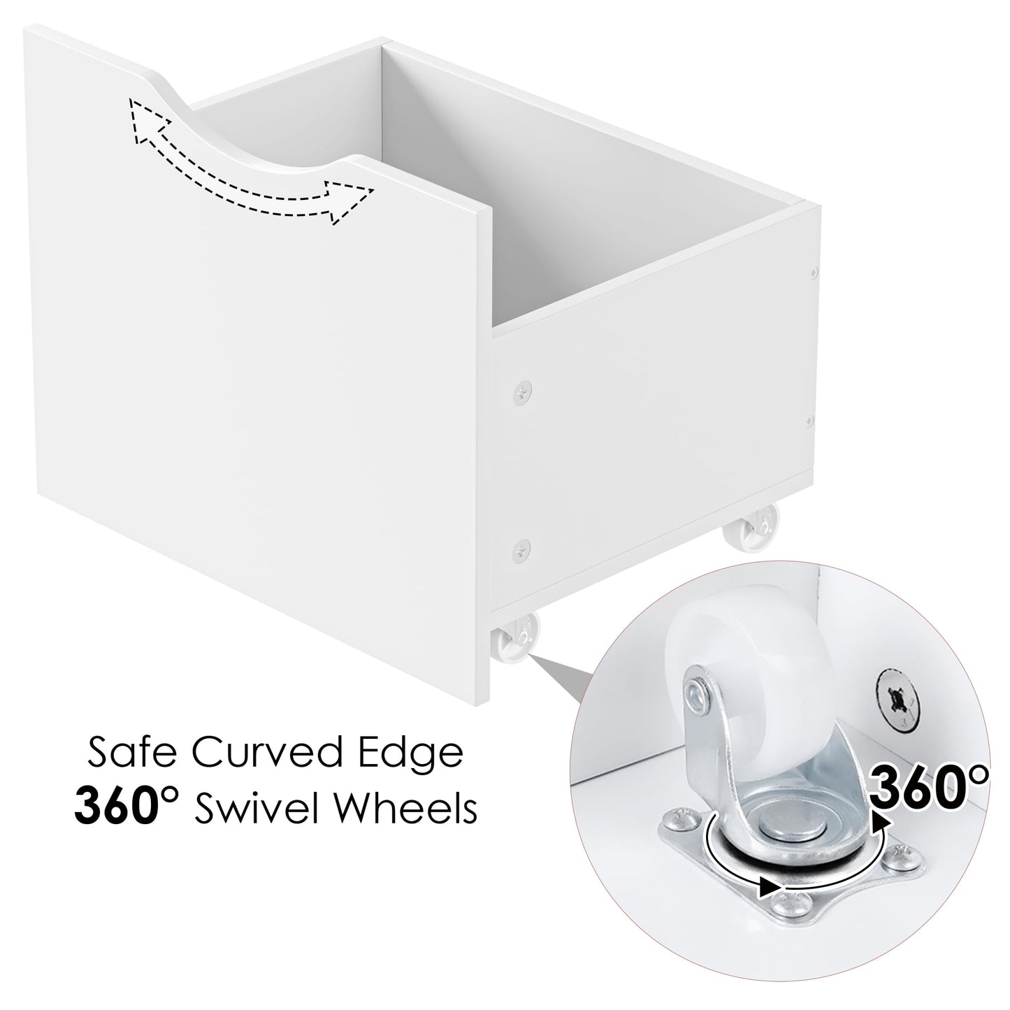 Homfa Kids Bookcase with 6 Storage Bins, Multi-Purpose Toy Organizers Bookshelf with 3 Drawers for Bedroom Nursery Playroom, White