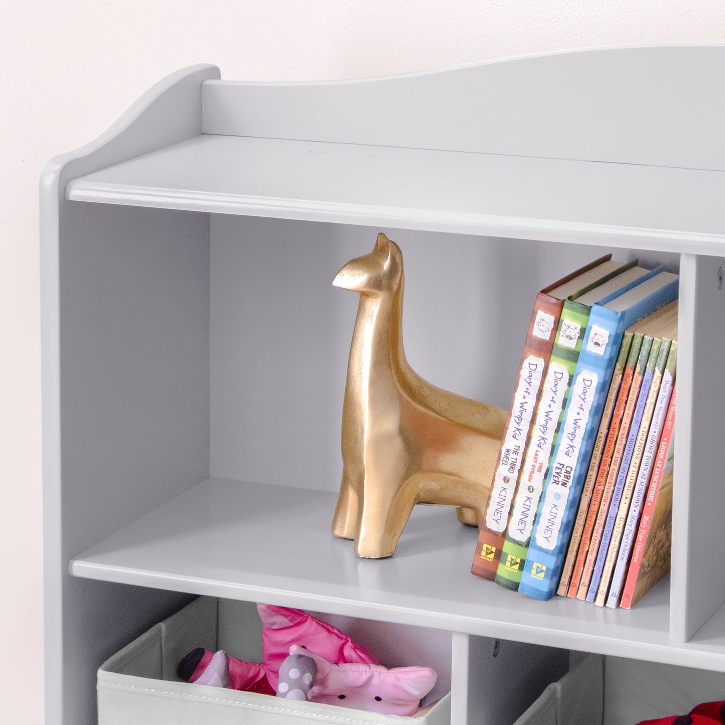 Guidecraft Kids' Toy Storage Organizer - Gray: Children's Wooden Playroom Bookshelf, Clothing and Toy Organizer with Storage Bins