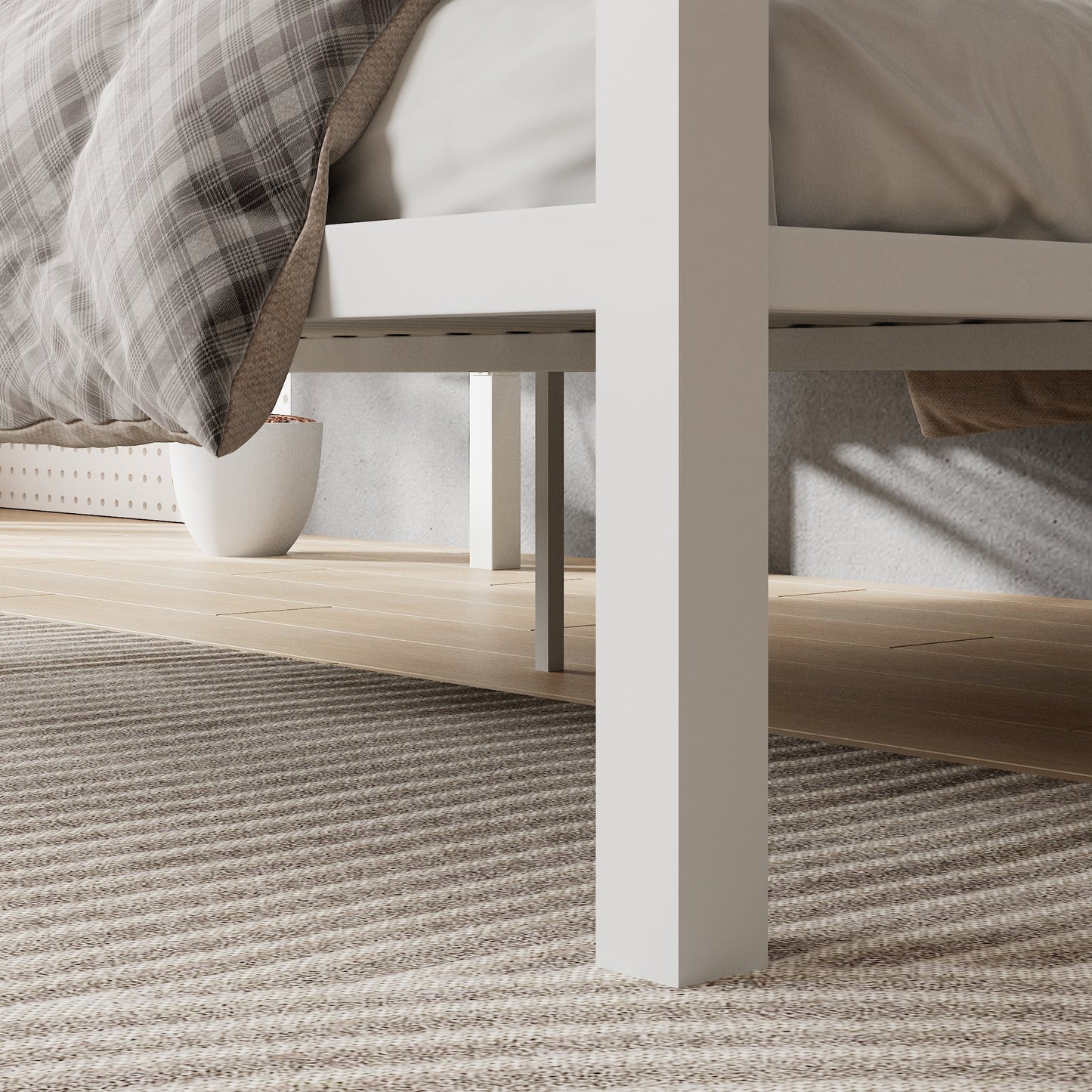 Amolife Twin over Full Size Metal Bunk Bed with Removable Ladder, Full-Length Guardrail, White