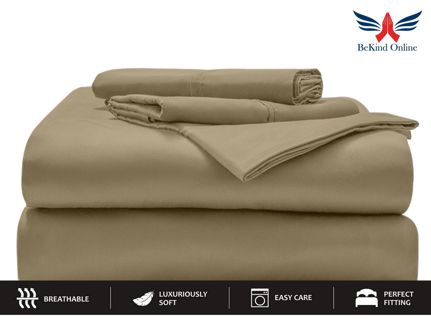 24-INCH EXTRA DEEP POCKETS Split Head King Sheets Sets for Adjustable Bed - 800-Thread Count 100% Egyptian Cotton - 4-PC Set - FlexTop King 34in Split, Taupe Solid