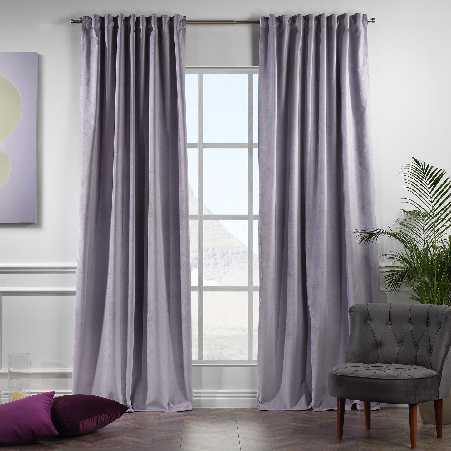 3S Brother's Solid Luxury Matte Velvet Soft Curtains Set of 2 Panels Hanging Back Tap & Rod Pocket Home D¨¦cor Bedroom Kitchen Office Windows Room Darkering ( Admiral-Berry-52in x120in )