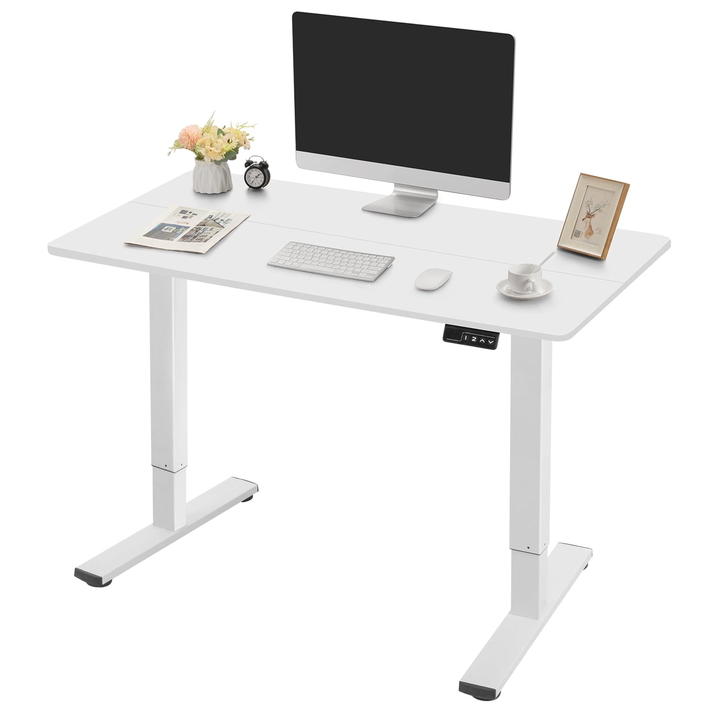 Homall 40in ¡Á 24in Electric Height Adjustable Standing Desk Home Office Computer Desk Memory Preset with T-Shaped Metal Bracket, White