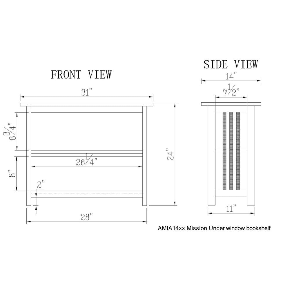 Alaterre Office Mission Under Window Bookshelf