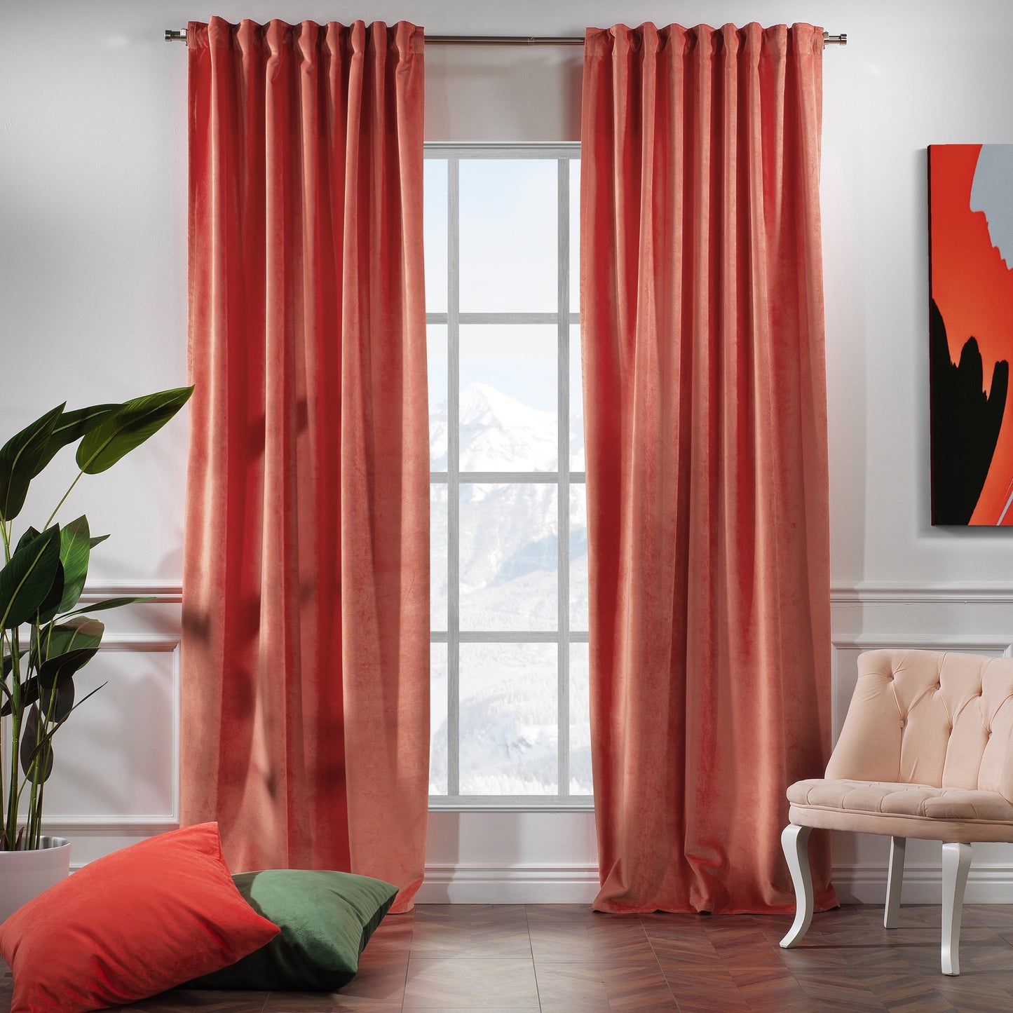 3S Brother's Solid Luxury Matte Velvet Soft Curtains Set of 2 Panels Hanging Back Tap & Rod Pocket Home D¨¦cor Bedroom Kitchen Office Windows Room Darkering ( Admiral-Berry-52in x120in )