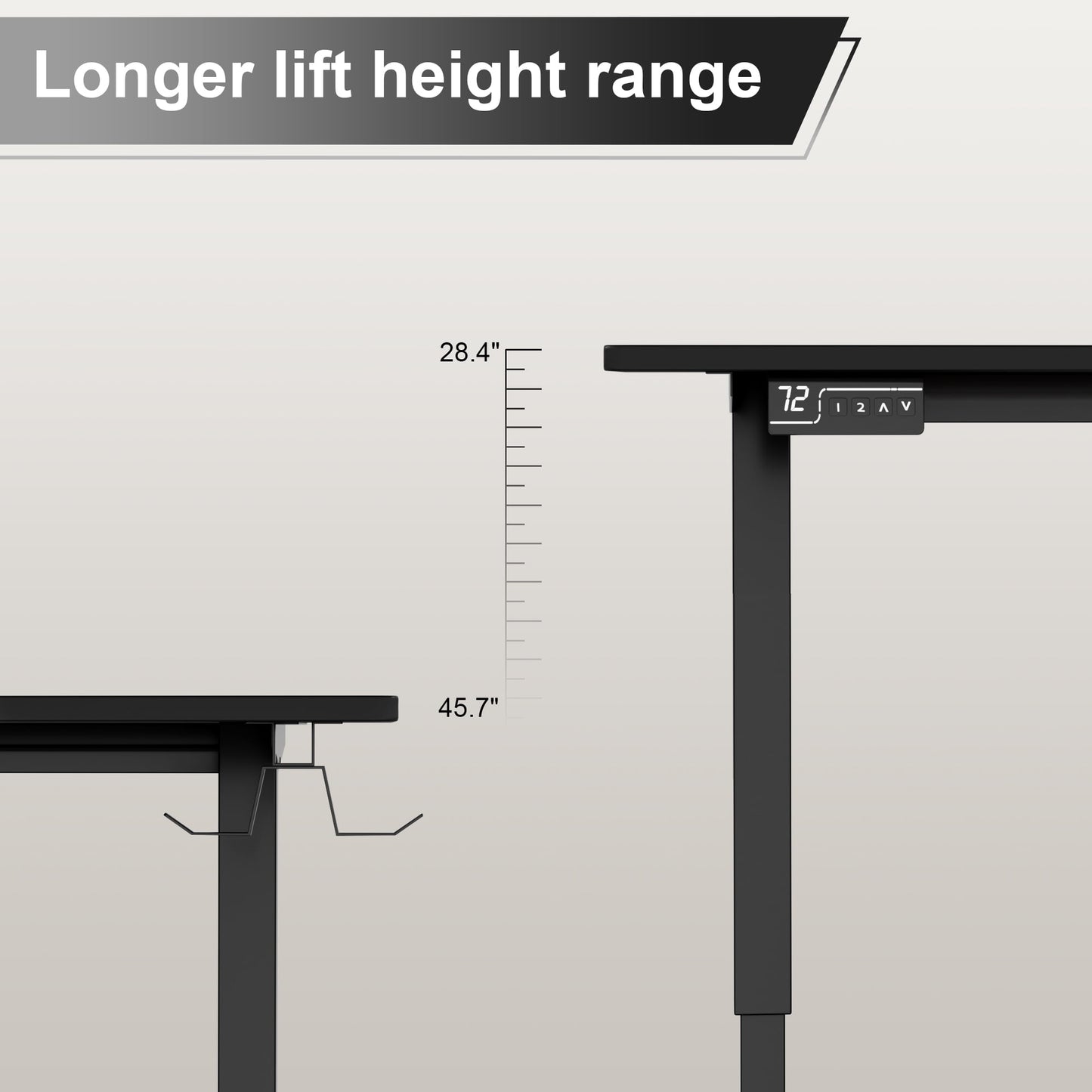 Homall 63in Wide L-shaped Electric Sit-Stand Desk Lifting Range 28~46in Height Gear Memory Ergonomics Standing Desk Height Adjustable Computer Desk, Black