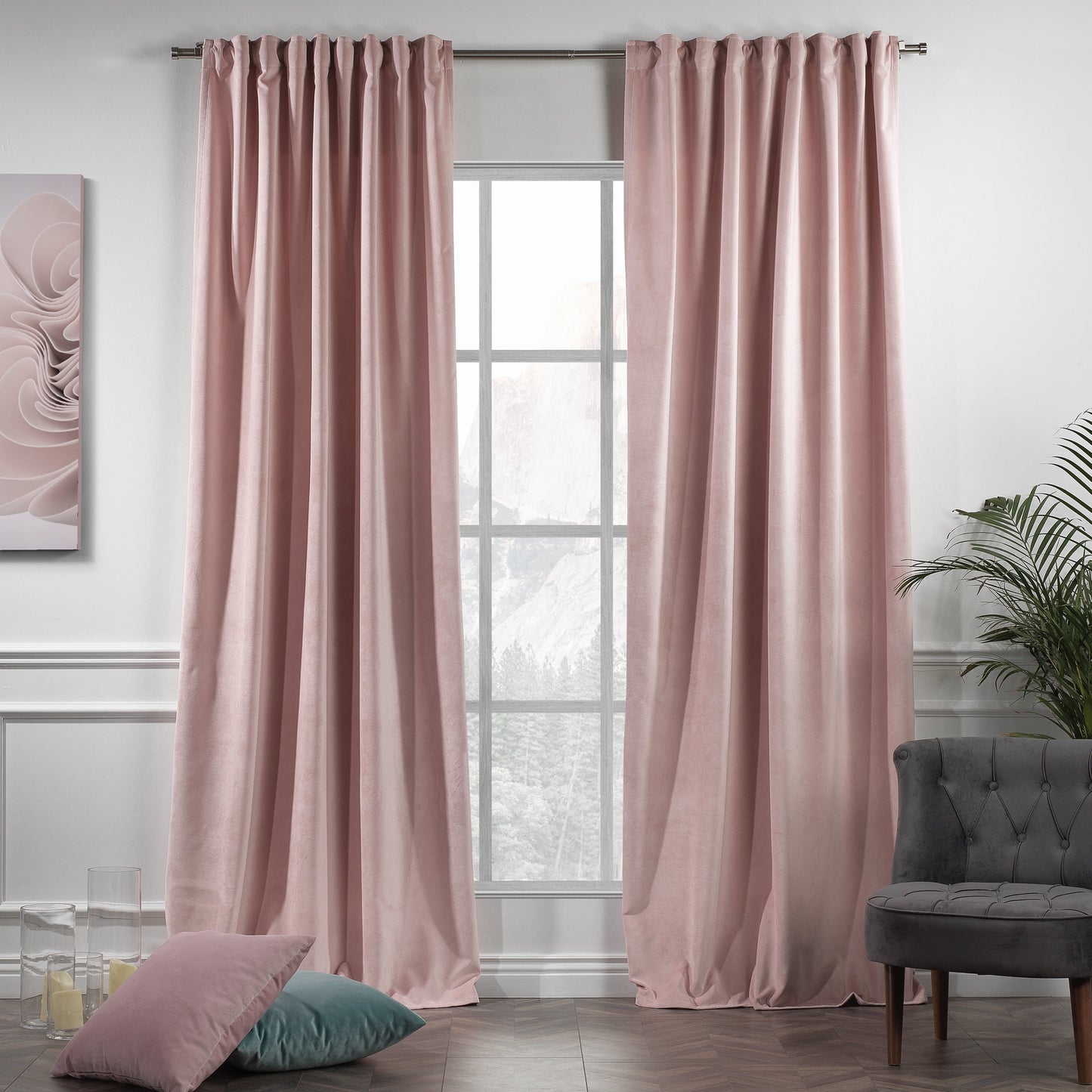 3S Brother's Solid Luxury Matte Velvet Soft Curtains Set of 2 Panels Hanging Back Tap & Rod Pocket Home D¨¦cor Bedroom Kitchen Office Windows Room Darkering ( Admiral-Berry-52in x120in )