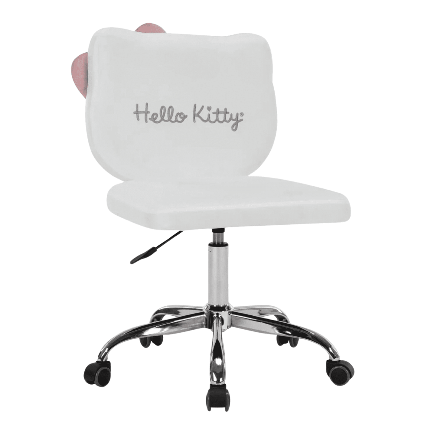 Impressions Vanity Hello Kitty Kawaii Pink Swivel Chair for Makeup Room with Plush Velvet & Rolling Wheels