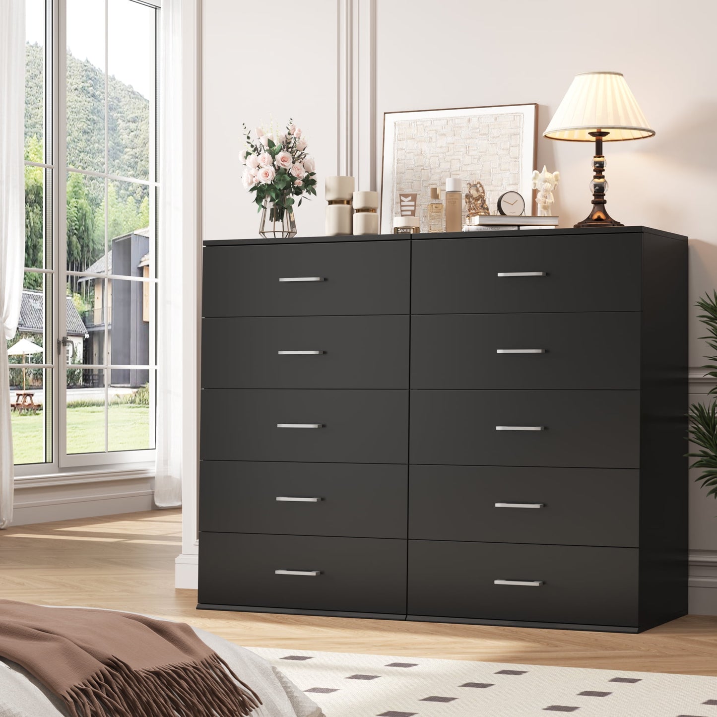 Homfa 5 Drawer Dresser, Vertical Dresser for Bedroom, Black