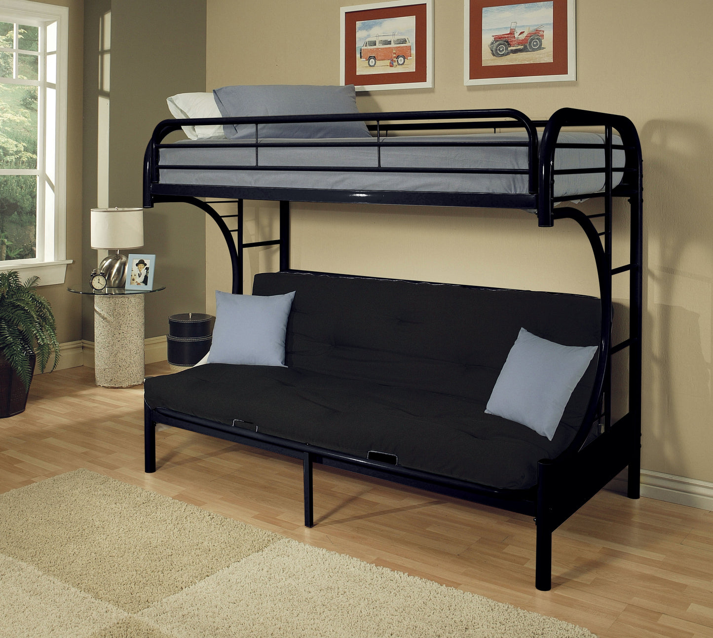 Acme Furniture Eclipse Twin over Full Futon Bunk Bed, Black
