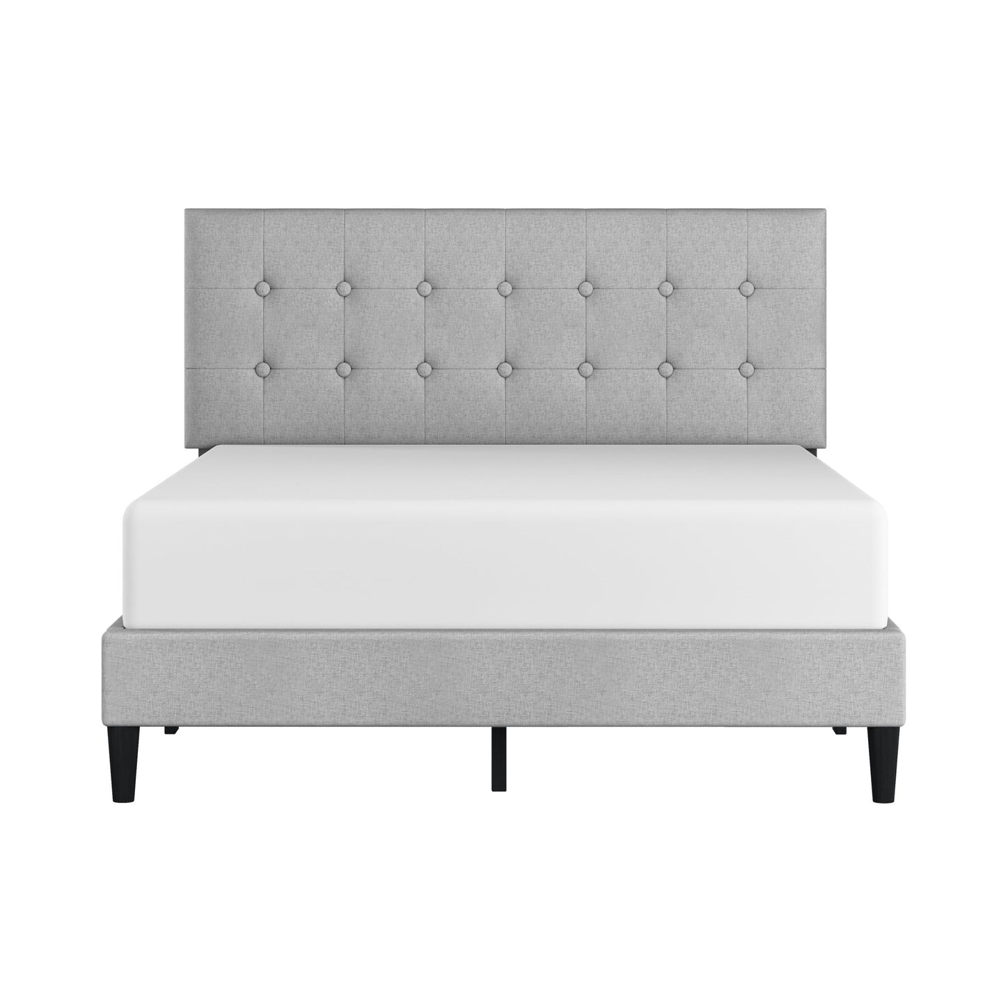 Hendrix Button Tufted Upholstered Queen Platform Bed, Light Gray, by Hillsdale Living Essentials