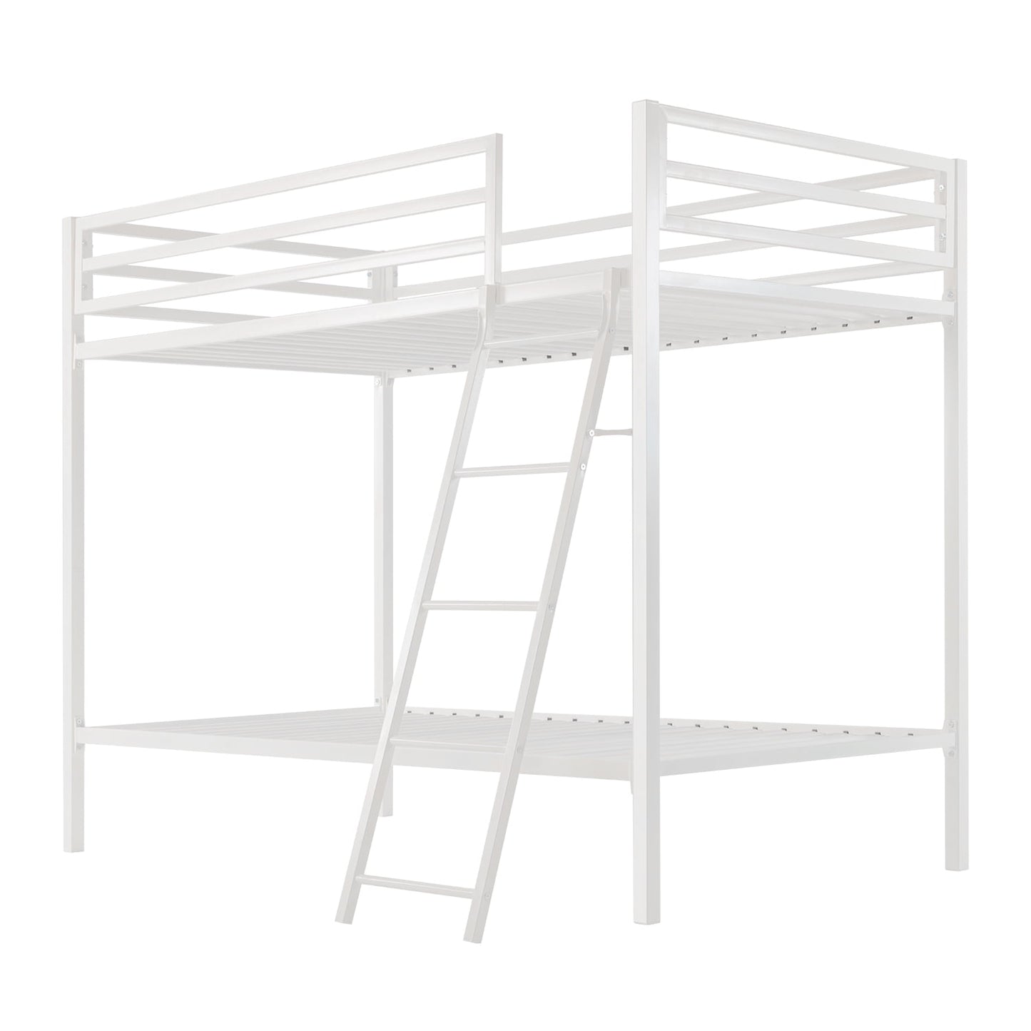Amolife Twin-Over-Twin Bunk Beds with Heavy Duty Metal Frame and Ladder, Pure White