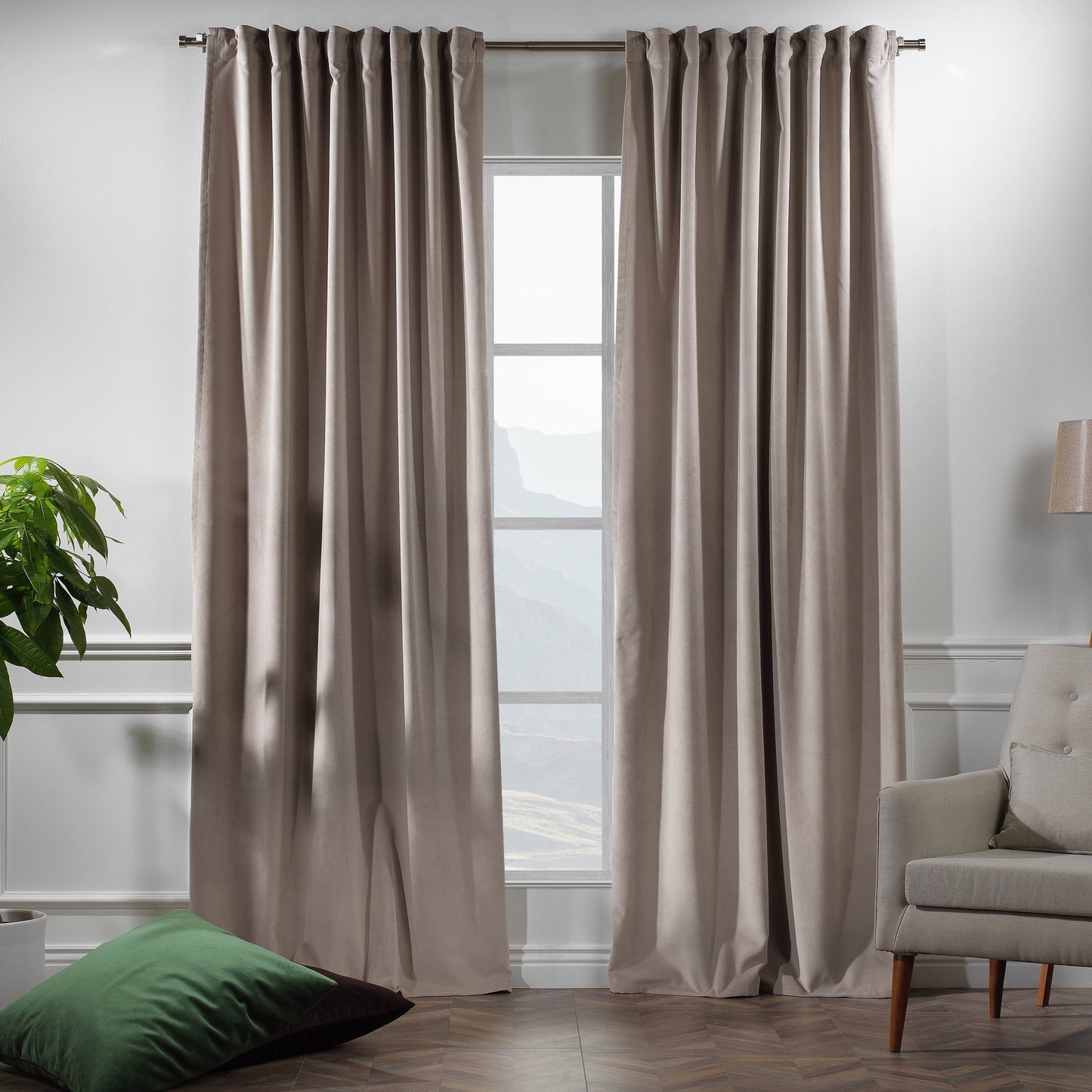 3S Brother's Solid Luxury Matte Velvet Soft Curtains Set of 2 Panels Hanging Back Tap & Rod Pocket Home D¨¦cor Bedroom Kitchen Office Windows Room Darkering ( Admiral-Berry-52in x120in )