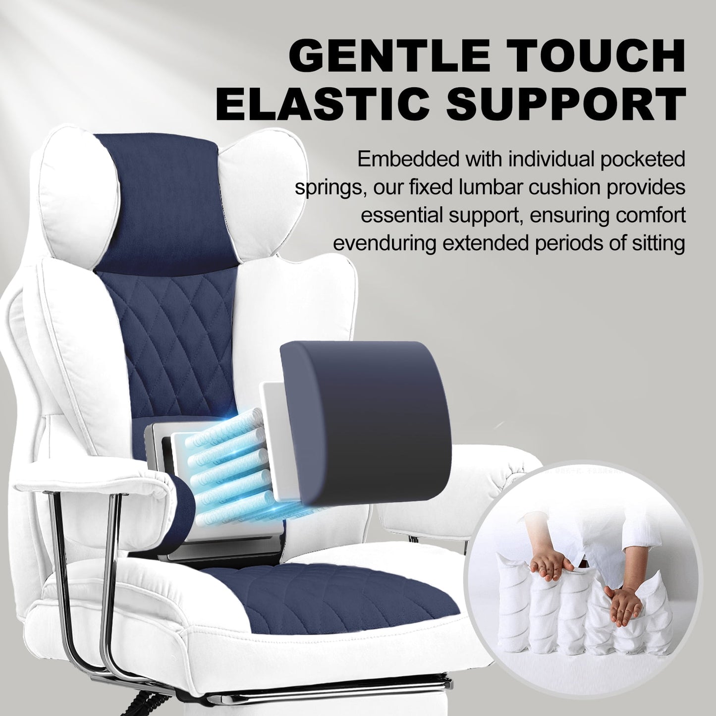 GTRACING Gaming Chair Ergonomic Executive Cozy Fabric Office Chair with Footrest, Lightblue&White