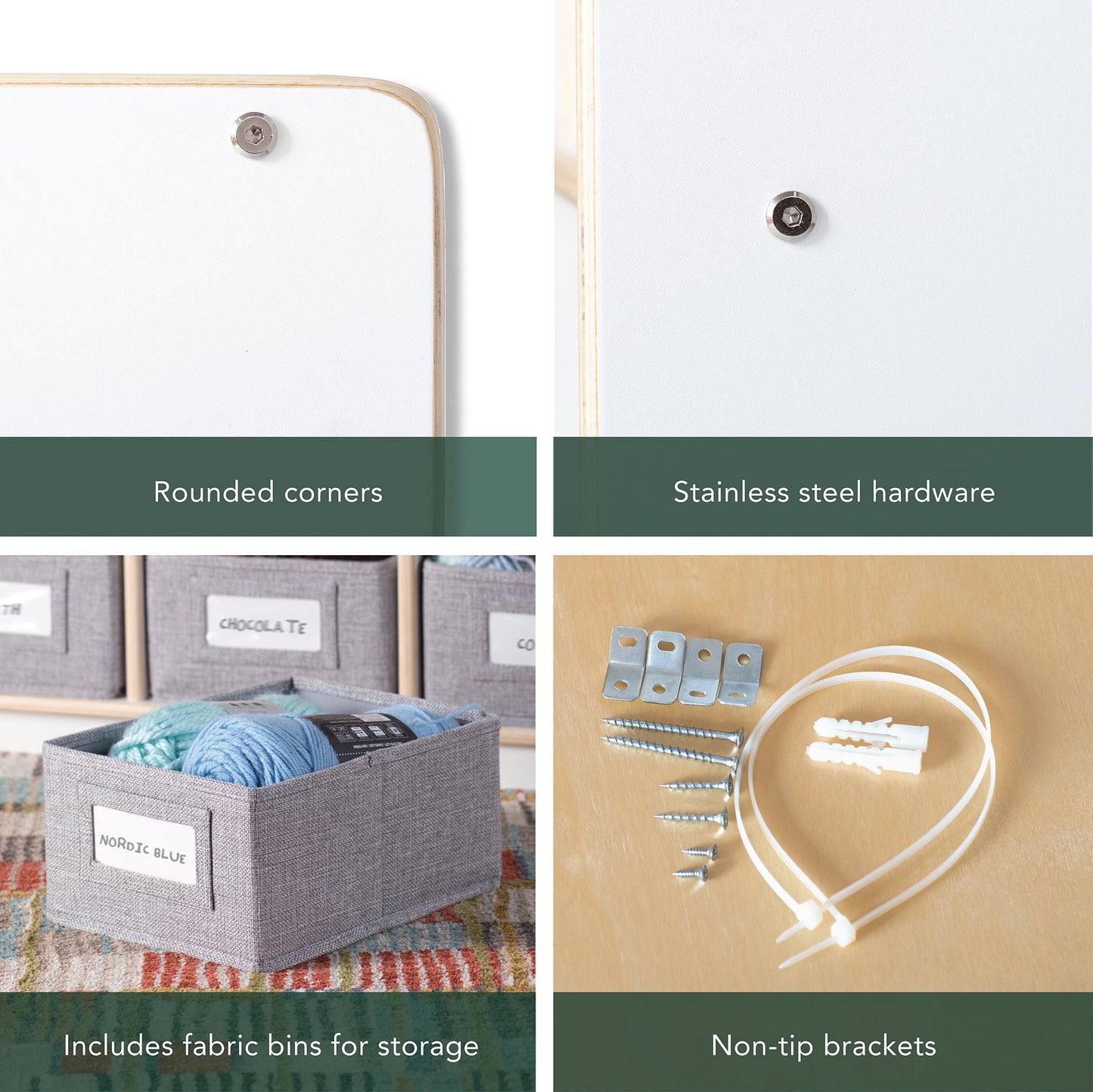 Guidecraft EdQ Book and Bin Browser - White: Kids Wooden Book Rack and Toy Storage Organizer, Home and Classroom Educational Furniture