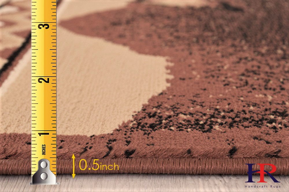 Handcraft Rugs Cabin Rug Lodge, Cabin Nature and Animals Area Rug Modern Stripped Pattern Cabin Area Rug Abstract, Chocolate/Beige-Horse/Mountain 8x10 feet