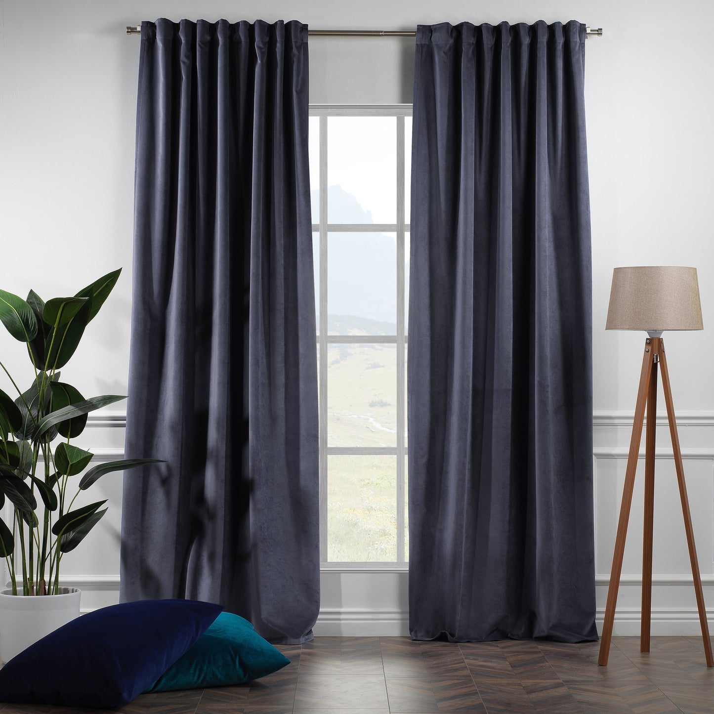 3S Brother's Solid Luxury Matte Velvet Soft Curtains Set of 2 Panels Hanging Back Tap & Rod Pocket Home D¨¦cor Bedroom Kitchen Office Windows Room Darkering ( Admiral-Berry-52in x120in )