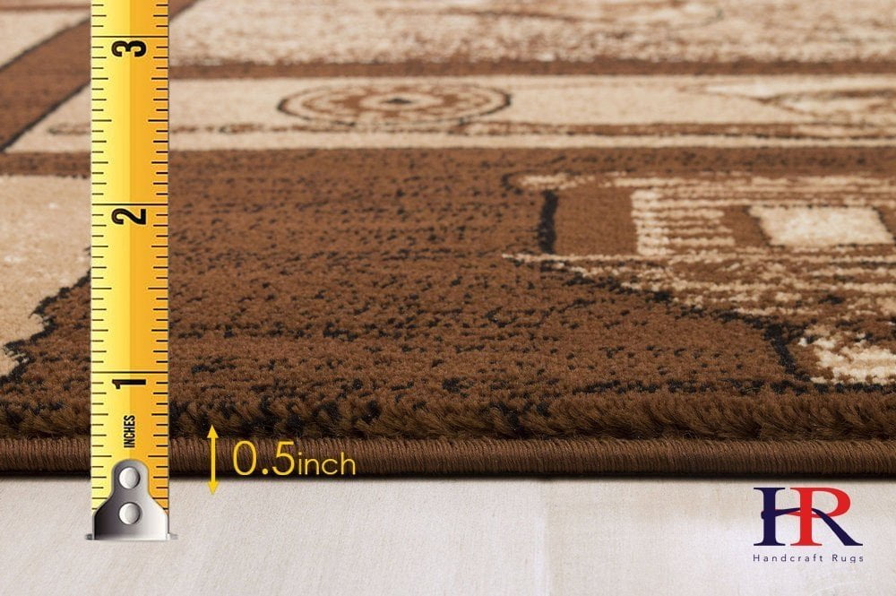 Handcraft Rugs Cabin Rug Lodge, Cabin Nature and Animals Area Rug Modern Geometric Design Cabin Area Rug Abstract, Multicolor Design Moose/Kayak/Fishing Equipment/Big Fish 5x7 feet