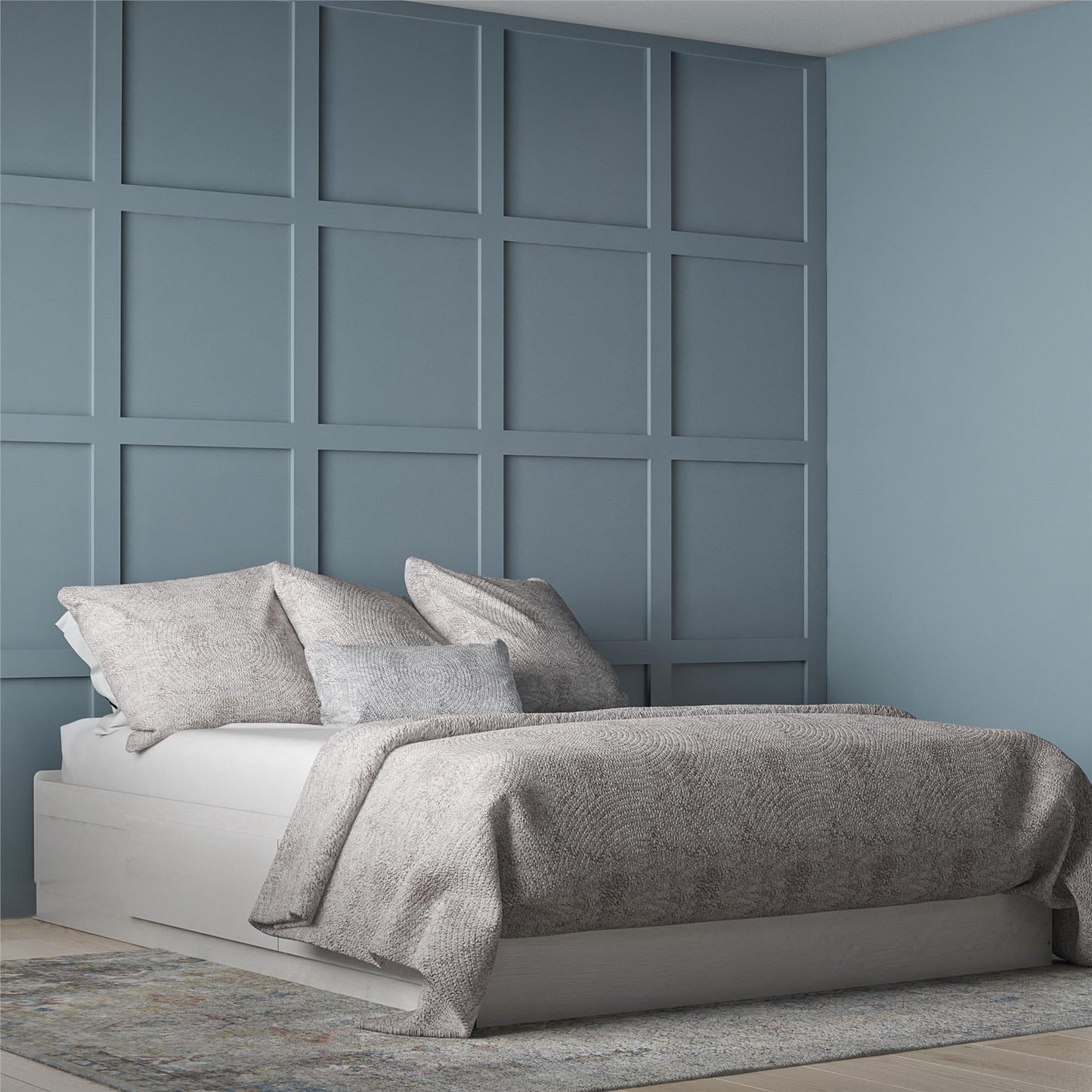 Ameriwood Home Full Platform Bed with Drawers, Ivory Oak